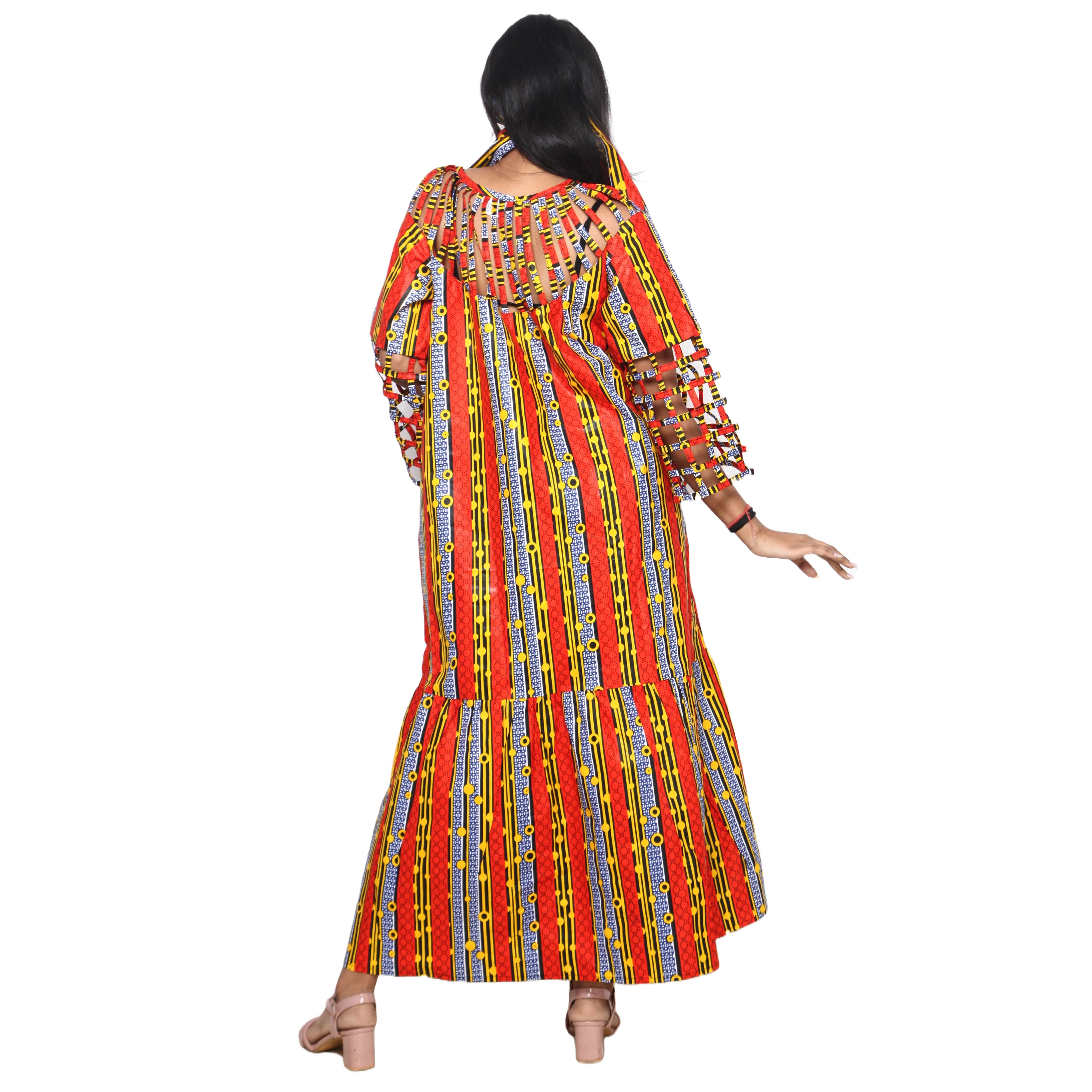 Women's Cage Neck and Sleeves Maxi Dress -- FI-ST125