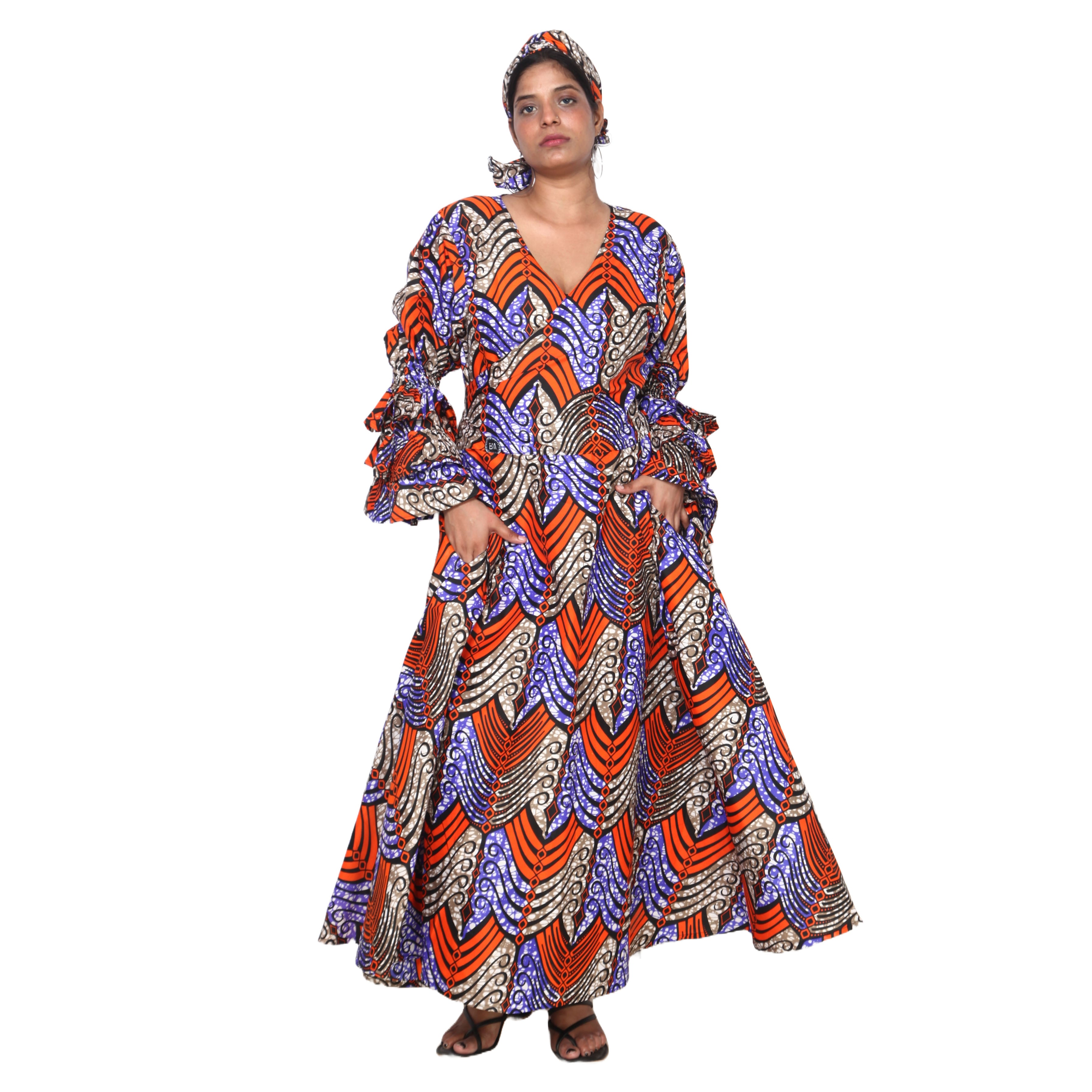 Women's Poly-Cotton Wrap Dress -- FI-80 FS