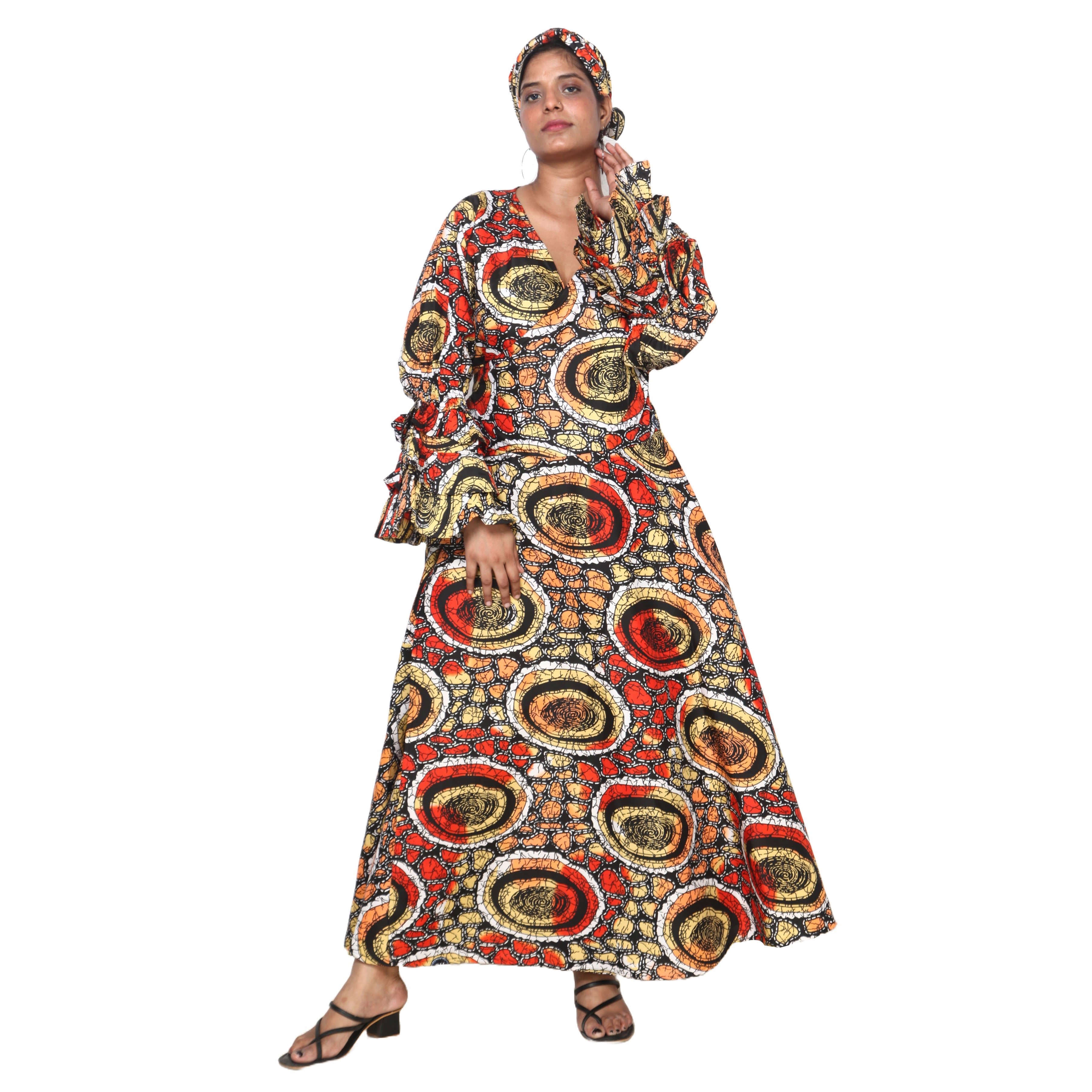 Women's Poly-Cotton Wrap Dress -- FI-80 FS