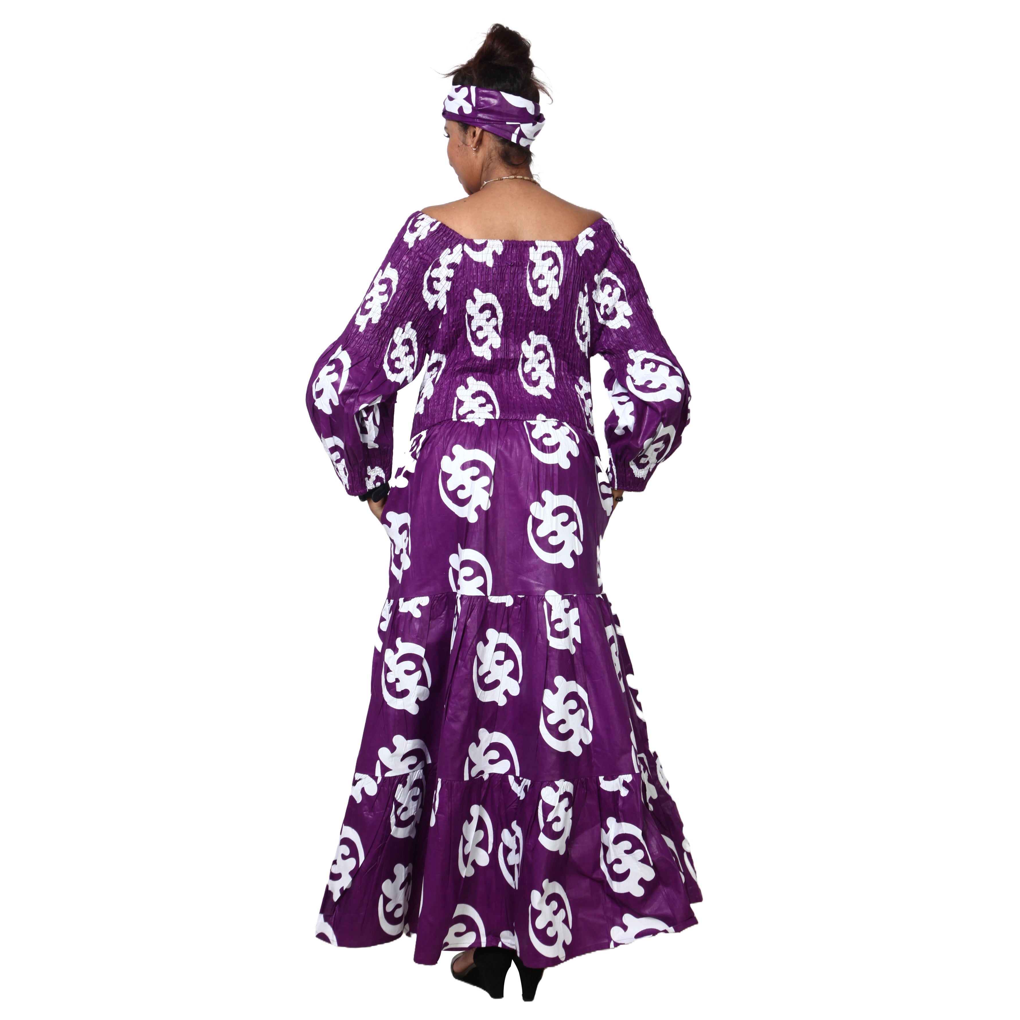 Women's Smocking Long Sleeve Maxi Dress -- FI-50083