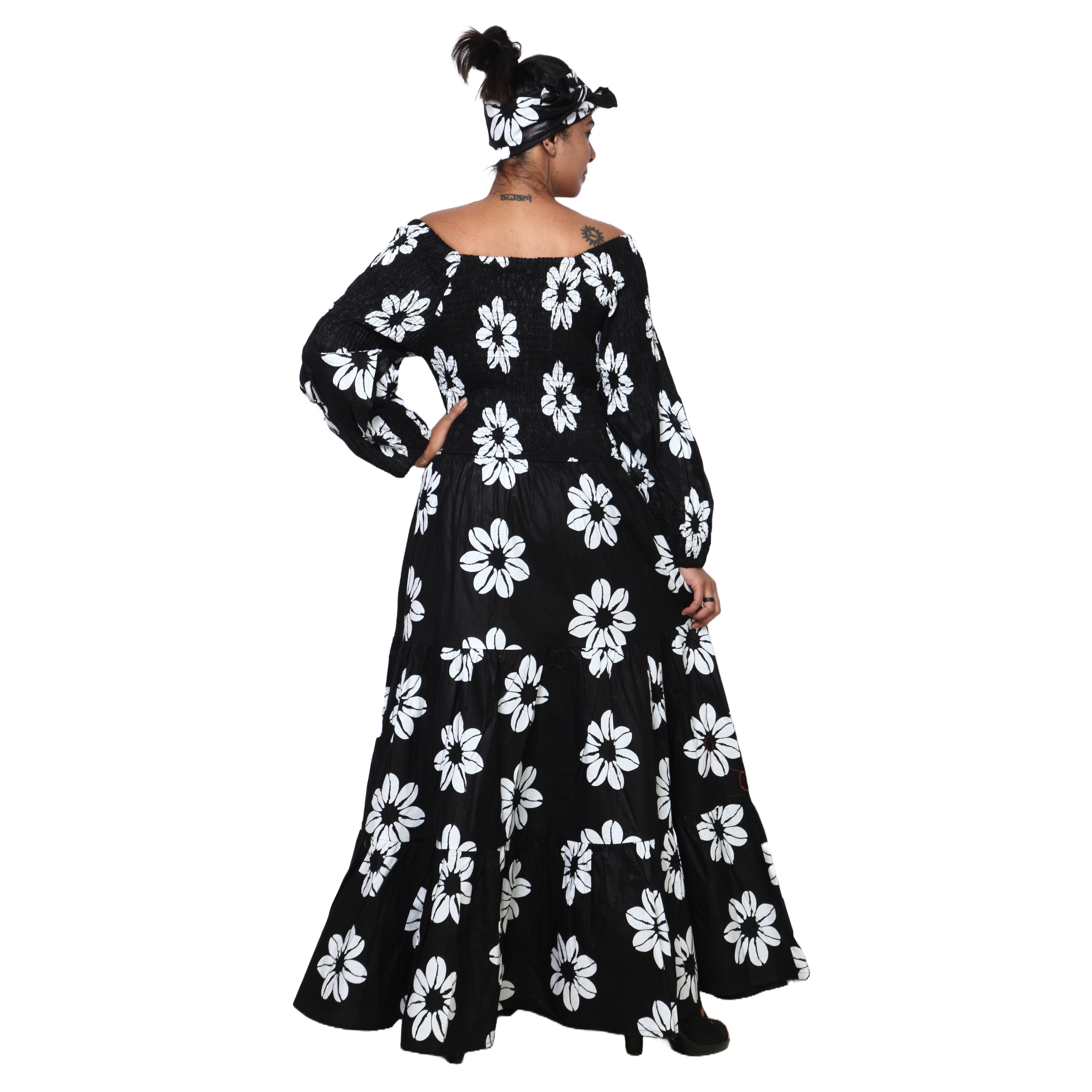 Women's Smocking Long Sleeve Maxi Dress -- FI-50083