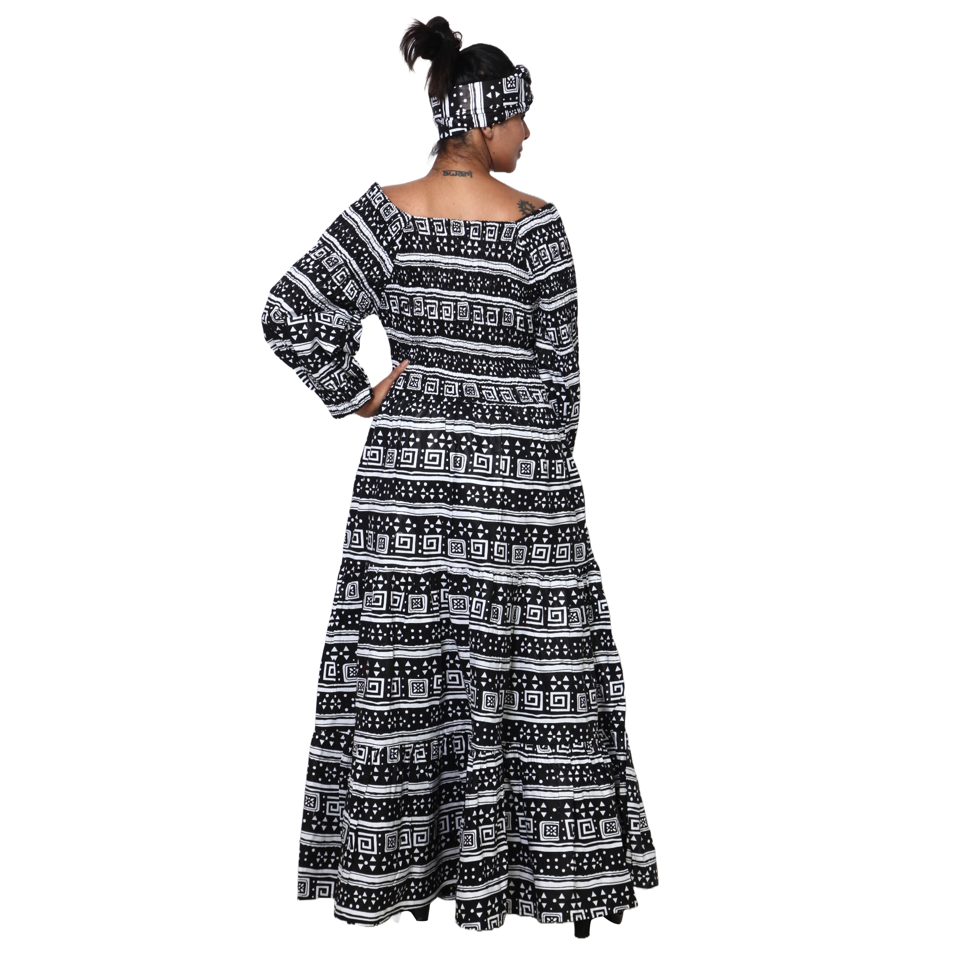 Women's Smocking Long Sleeve Maxi Dress -- FI-50083