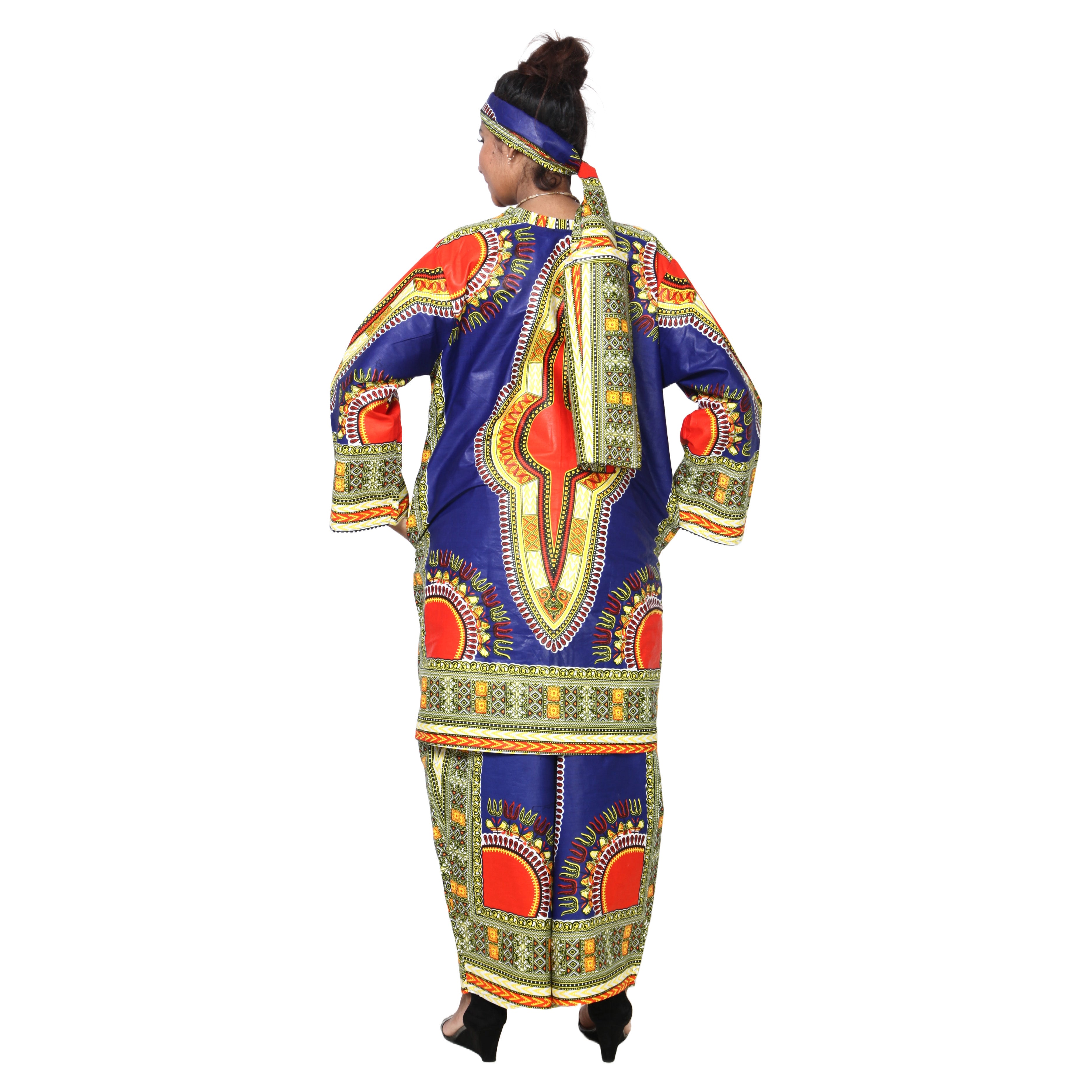 Women's Dashiki Tunic Top and Matching Pants Set -- FI-4049