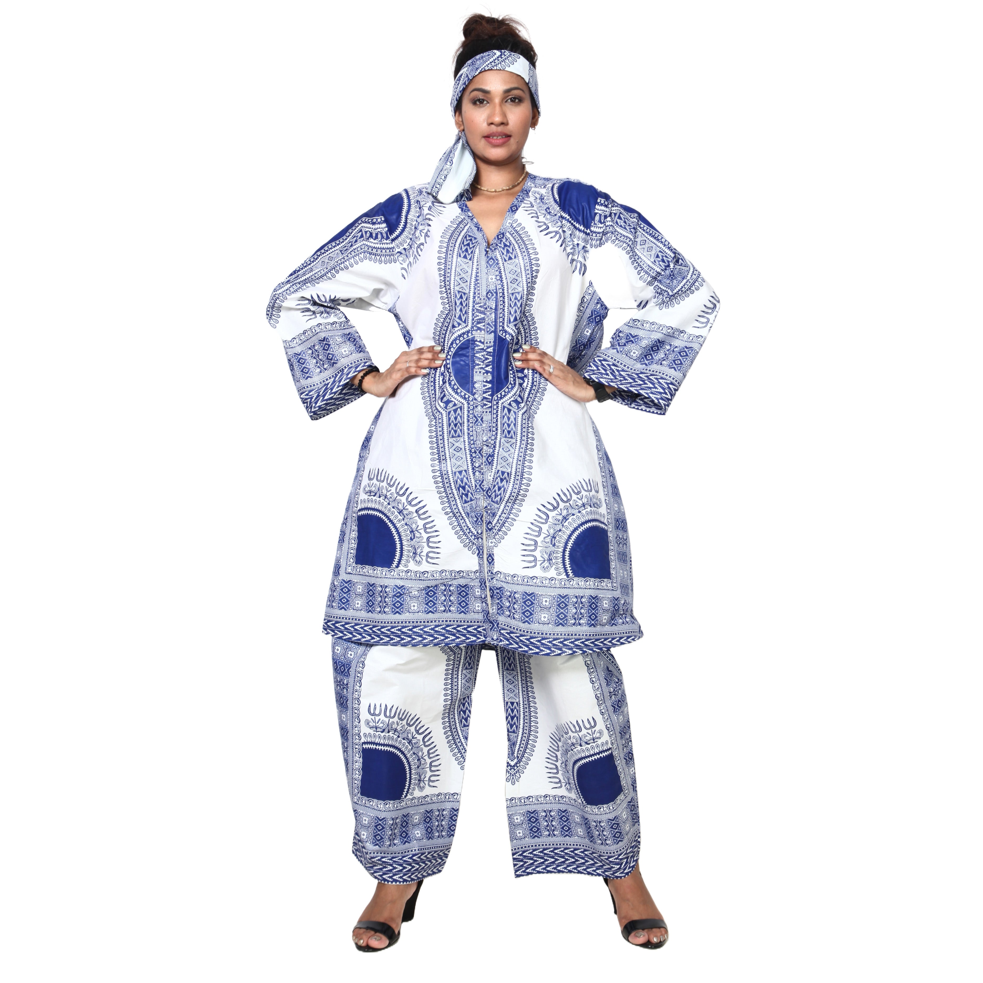 Women's Dashiki Tunic Top and Matching Pants Set -- FI-4049