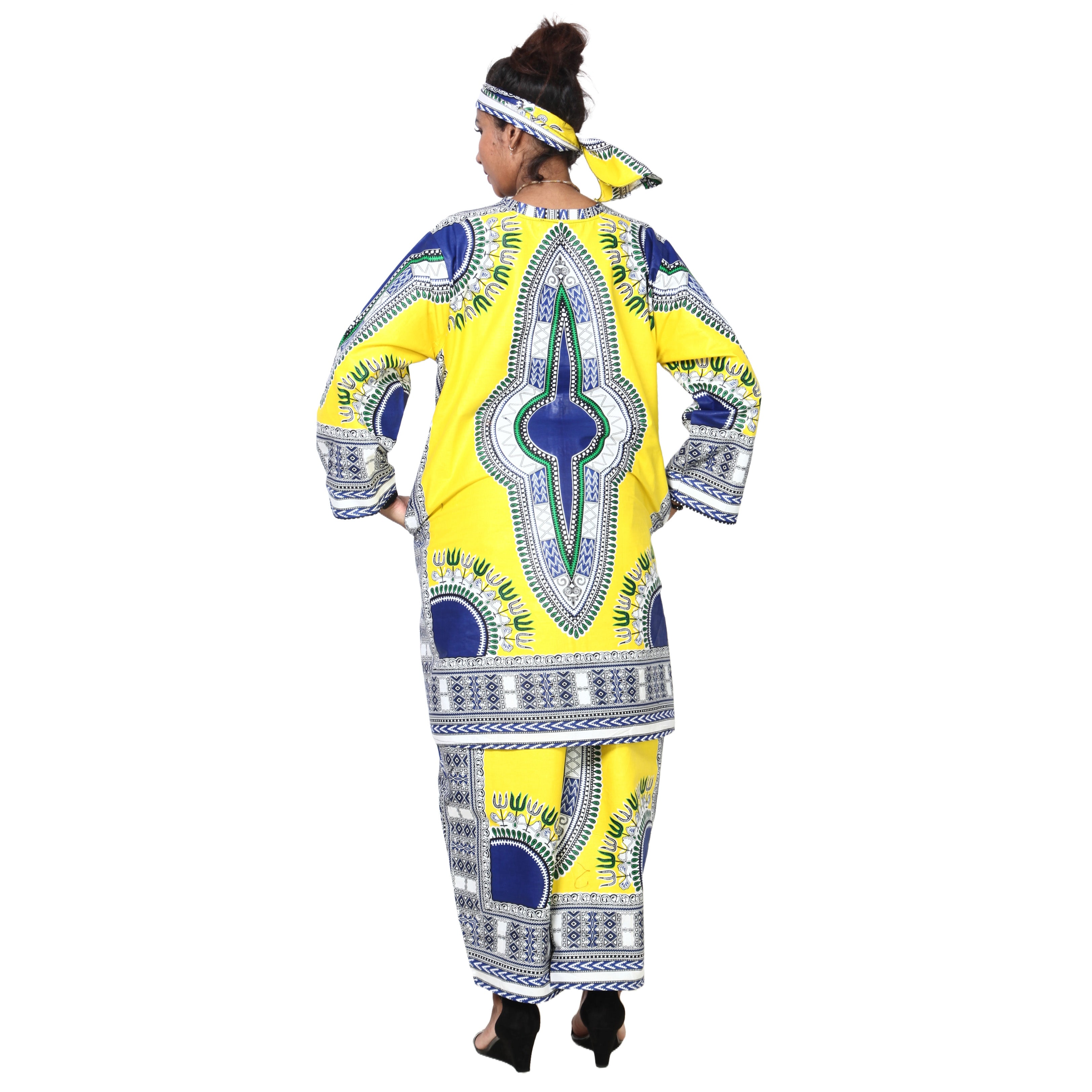 Women's Dashiki Tunic Top and Matching Pants Set -- FI-4049