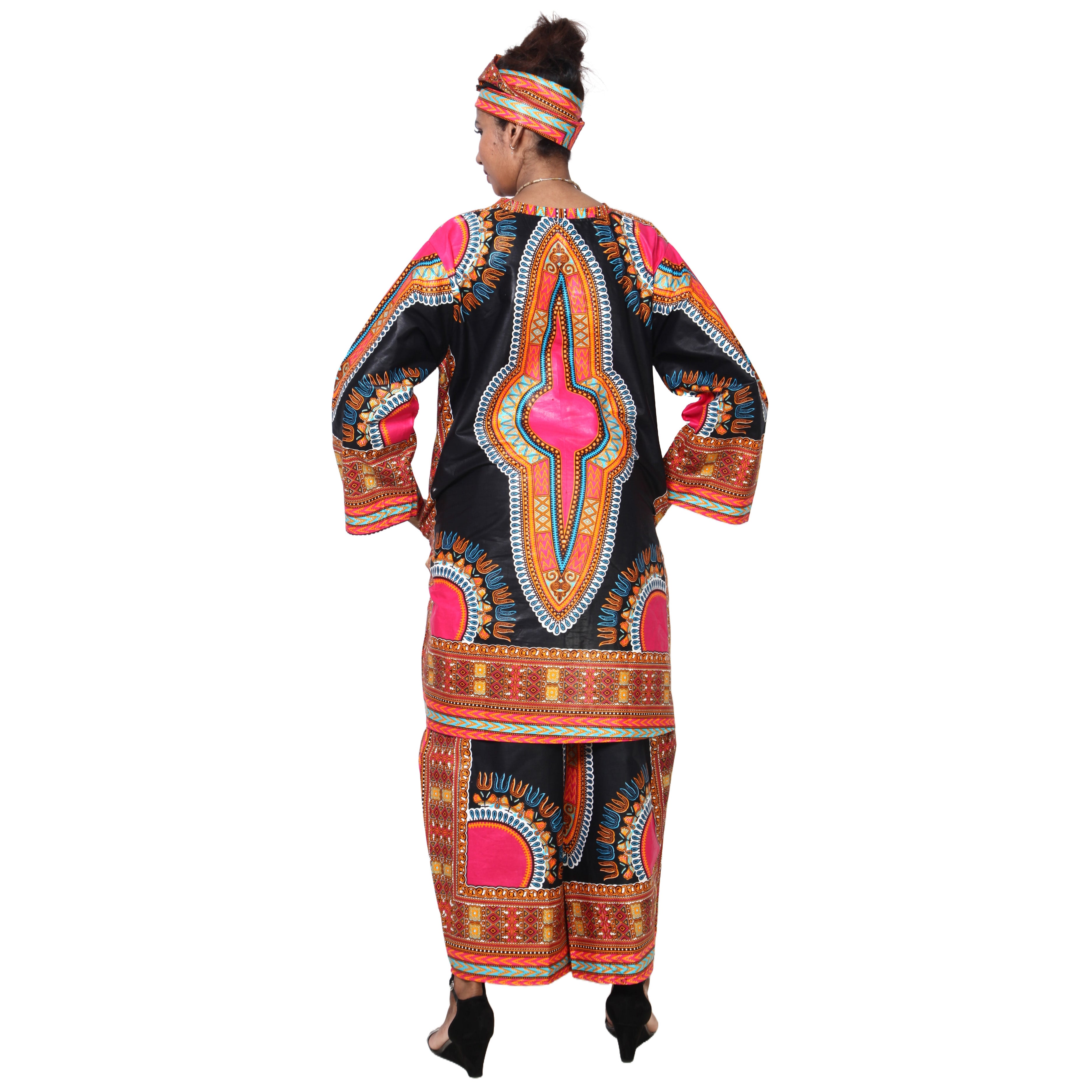 Women's Dashiki Tunic Top and Matching Pants Set -- FI-4049