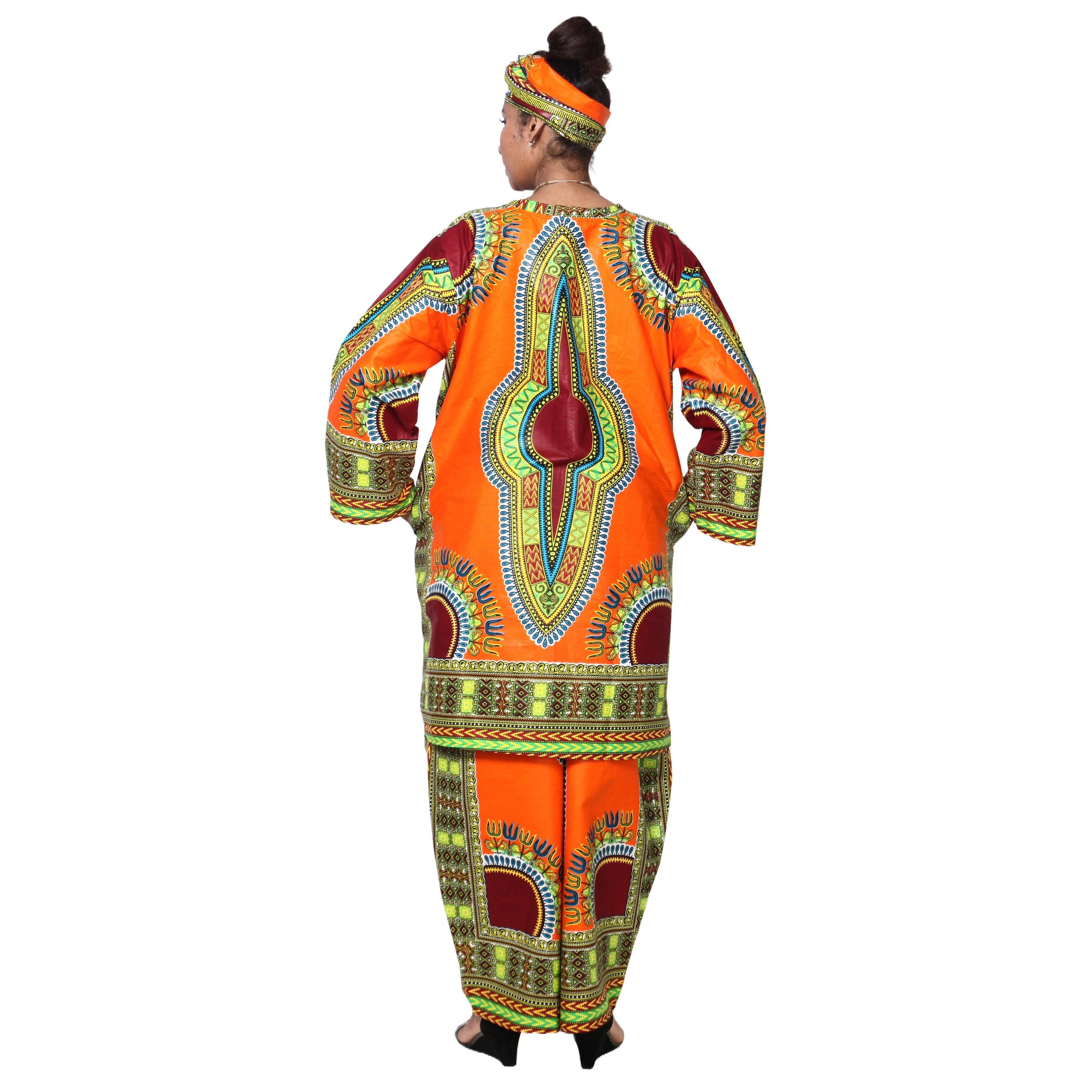 Women's Dashiki Tunic Top and Matching Pants Set -- FI-4049