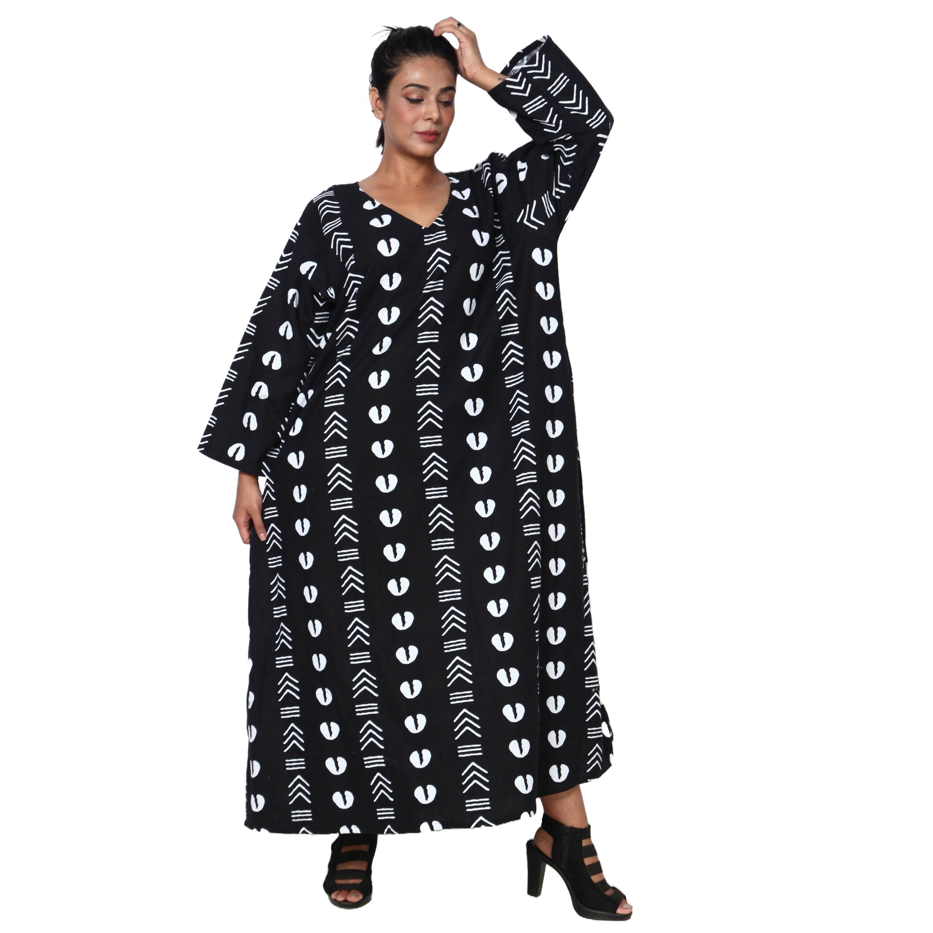 Women's Long Sleeve Loose Maxi Dress -- FI-150