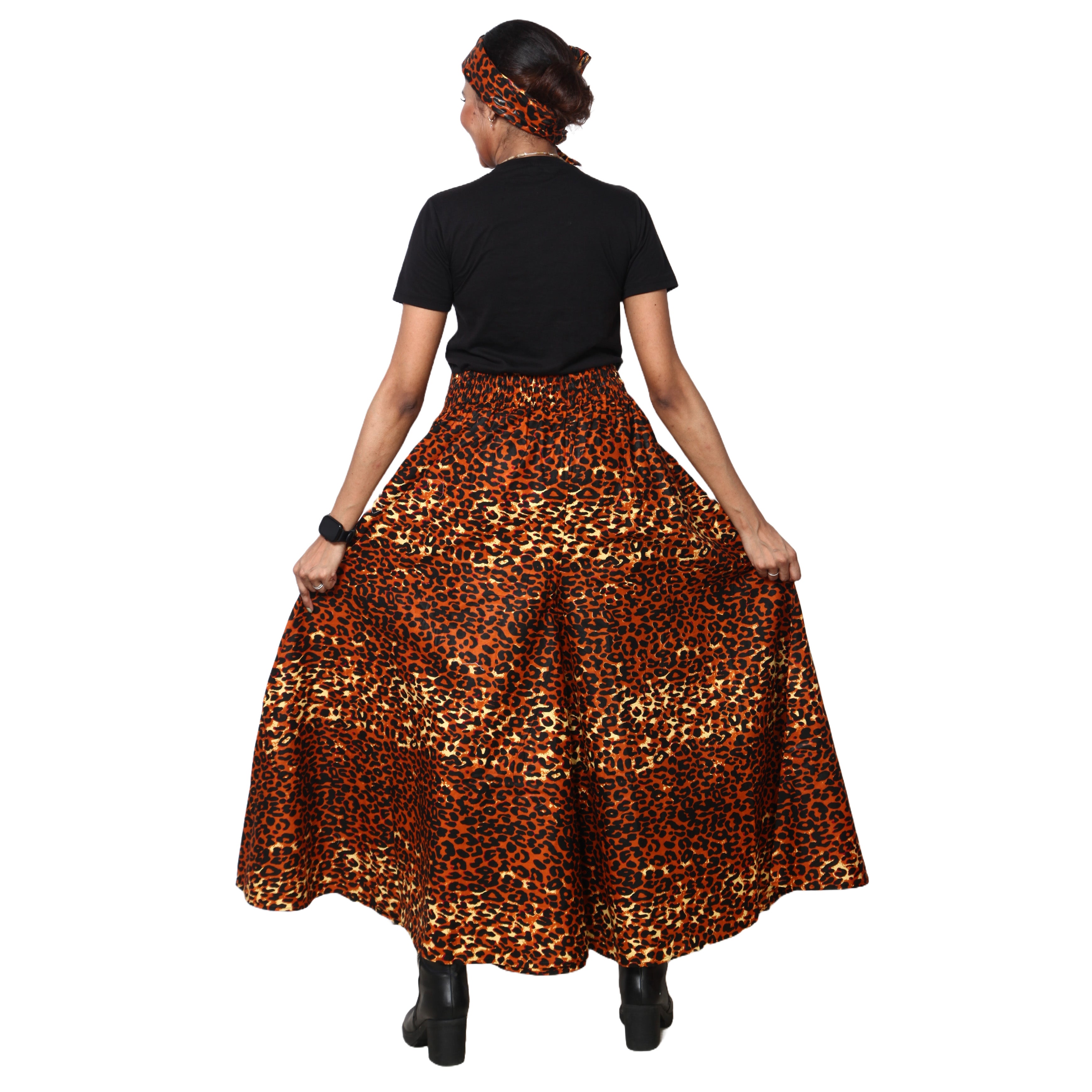 Women's African Printed Palazzo Pants with Tie Waist -- FI-50