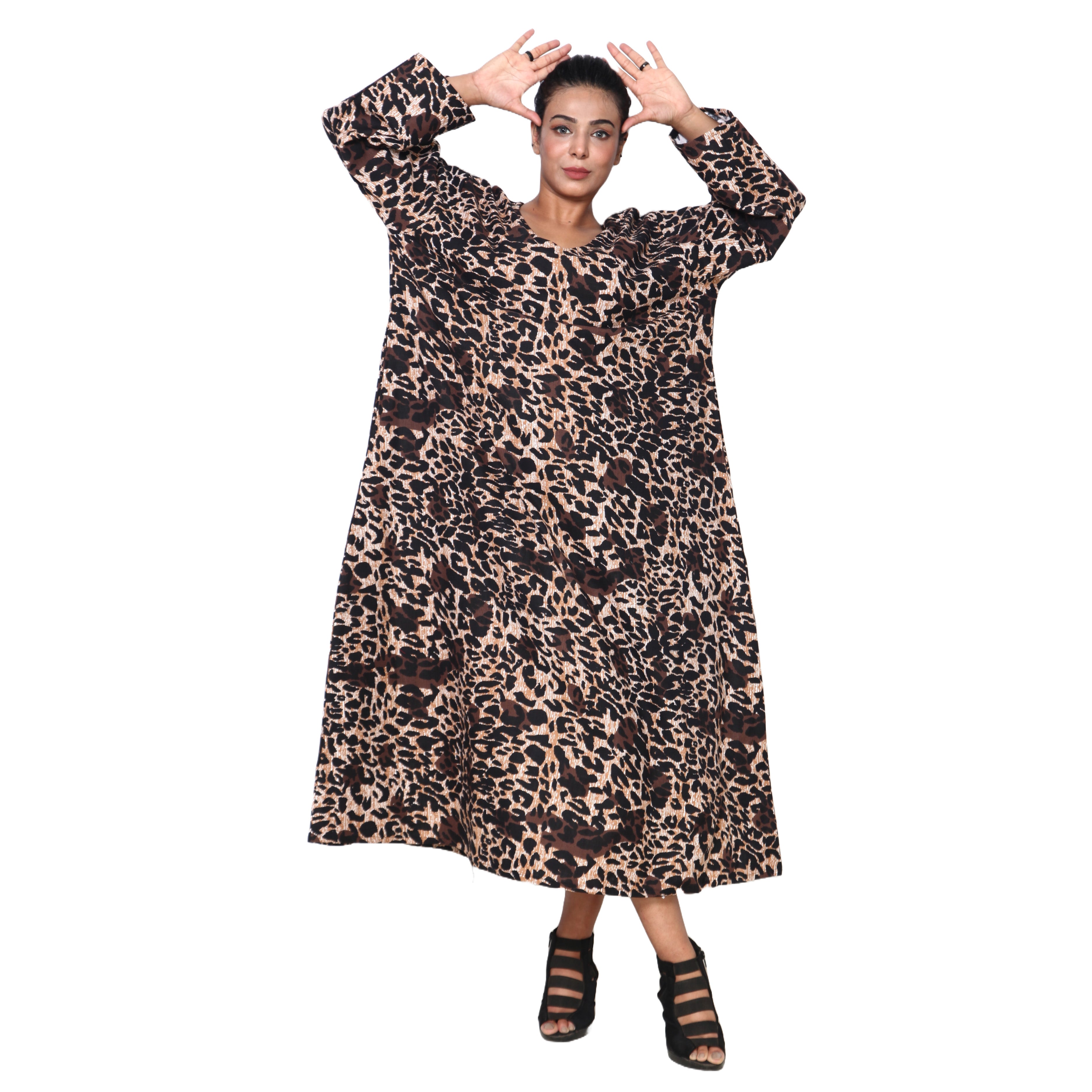 Women's Long Sleeve Loose Maxi Dress -- FI-150