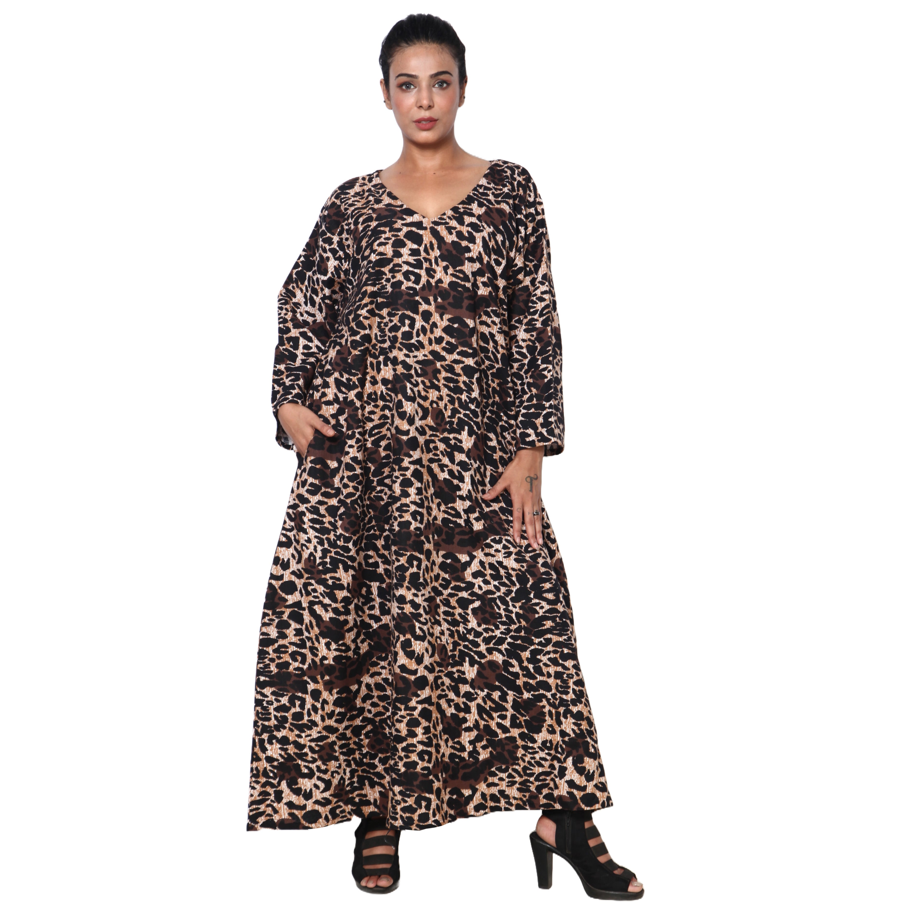 Women's Long Sleeve Loose Maxi Dress -- FI-150