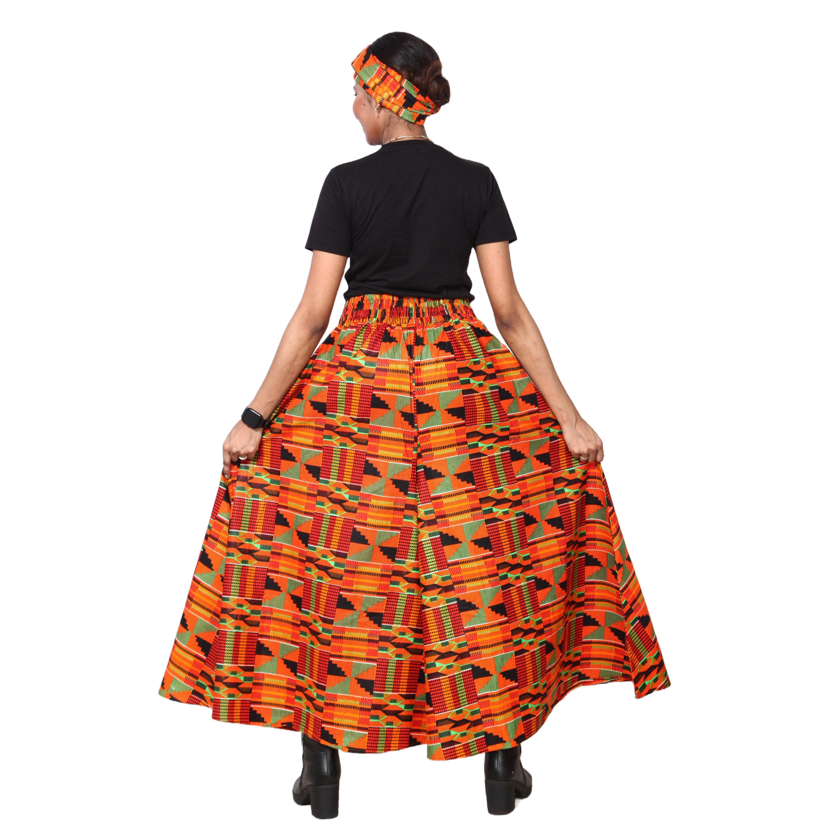 Women's African Printed Palazzo Pants with Tie Waist -- FI-50