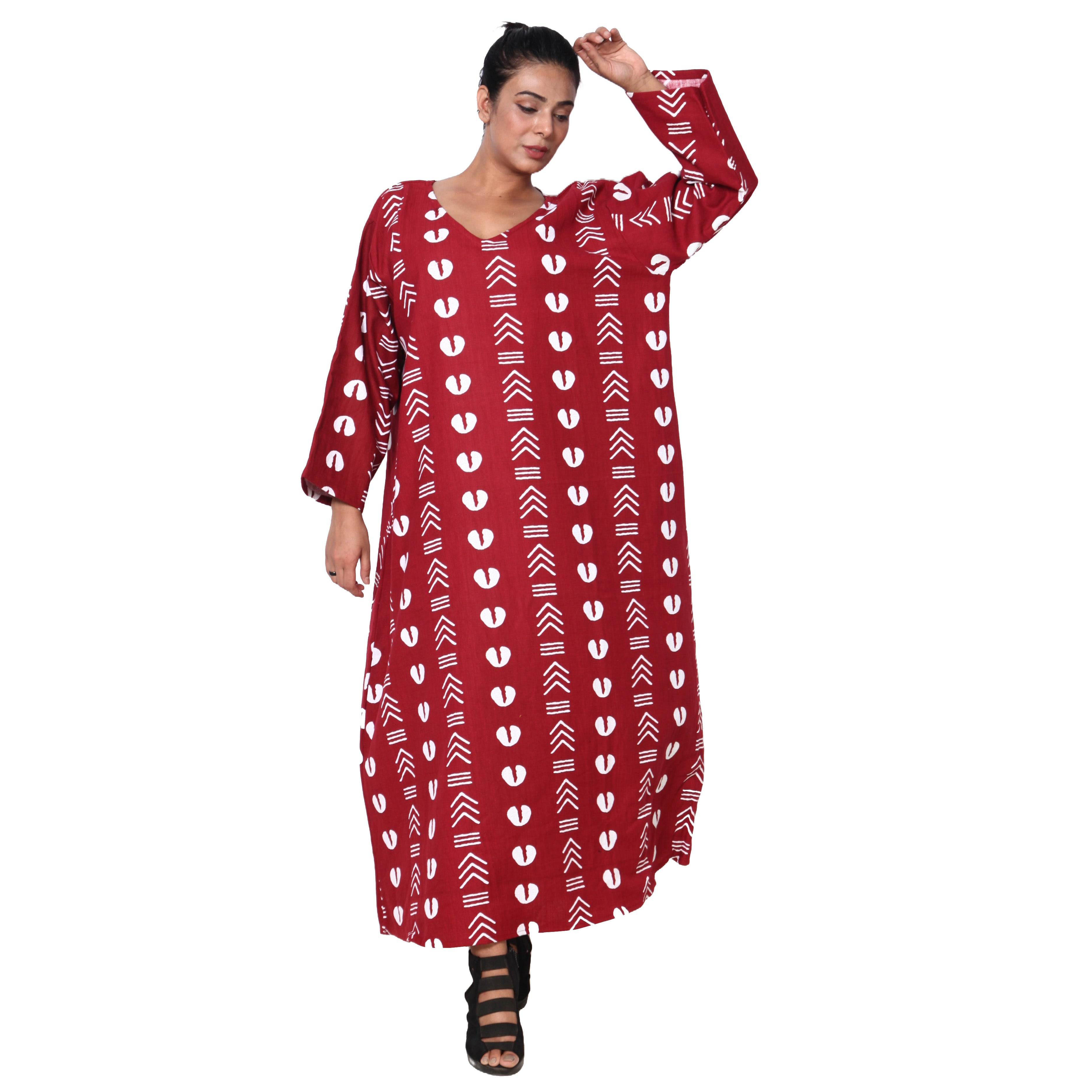 Women's Long Sleeve Loose Maxi Dress -- FI-150