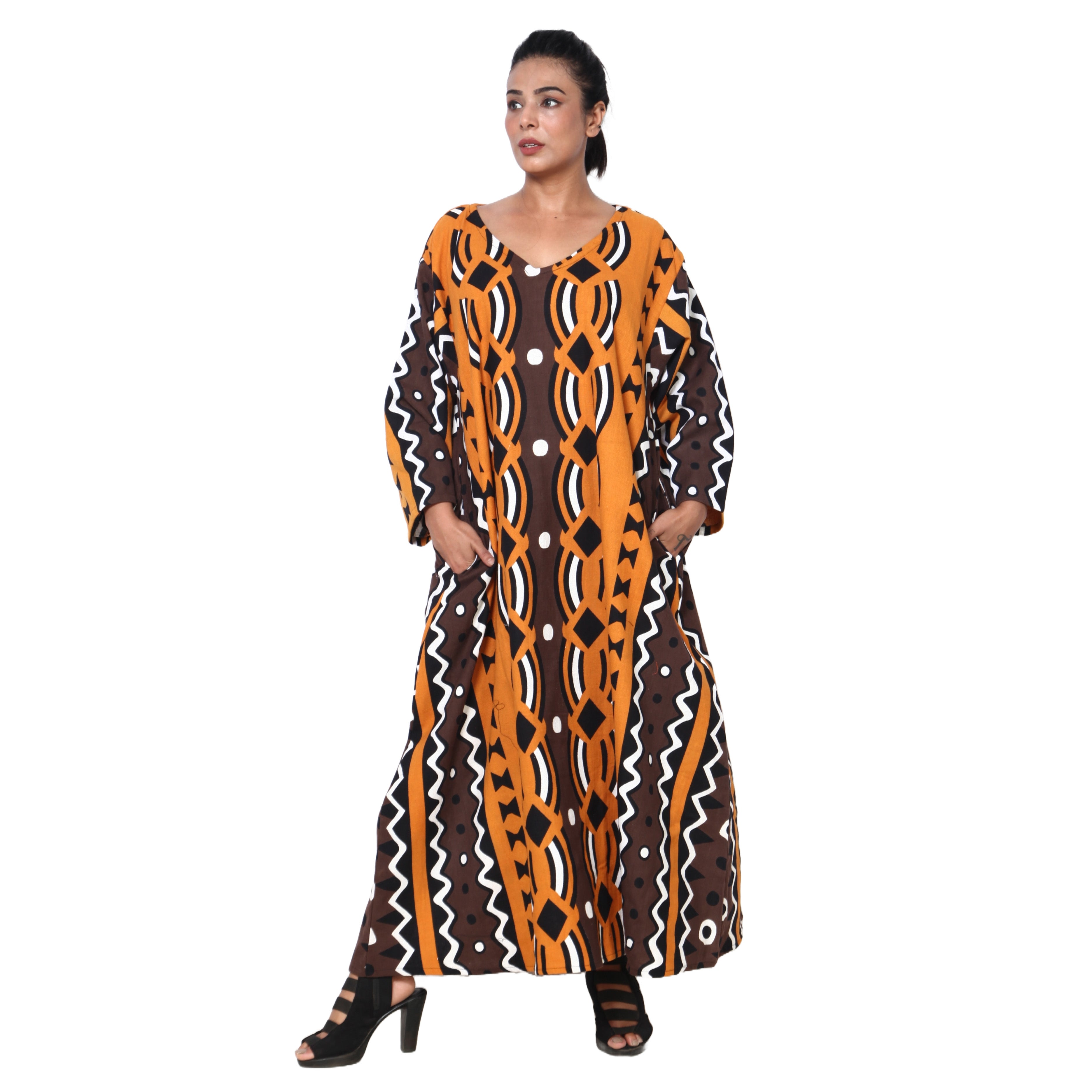 Women's Long Sleeve Loose Maxi Dress -- FI-150