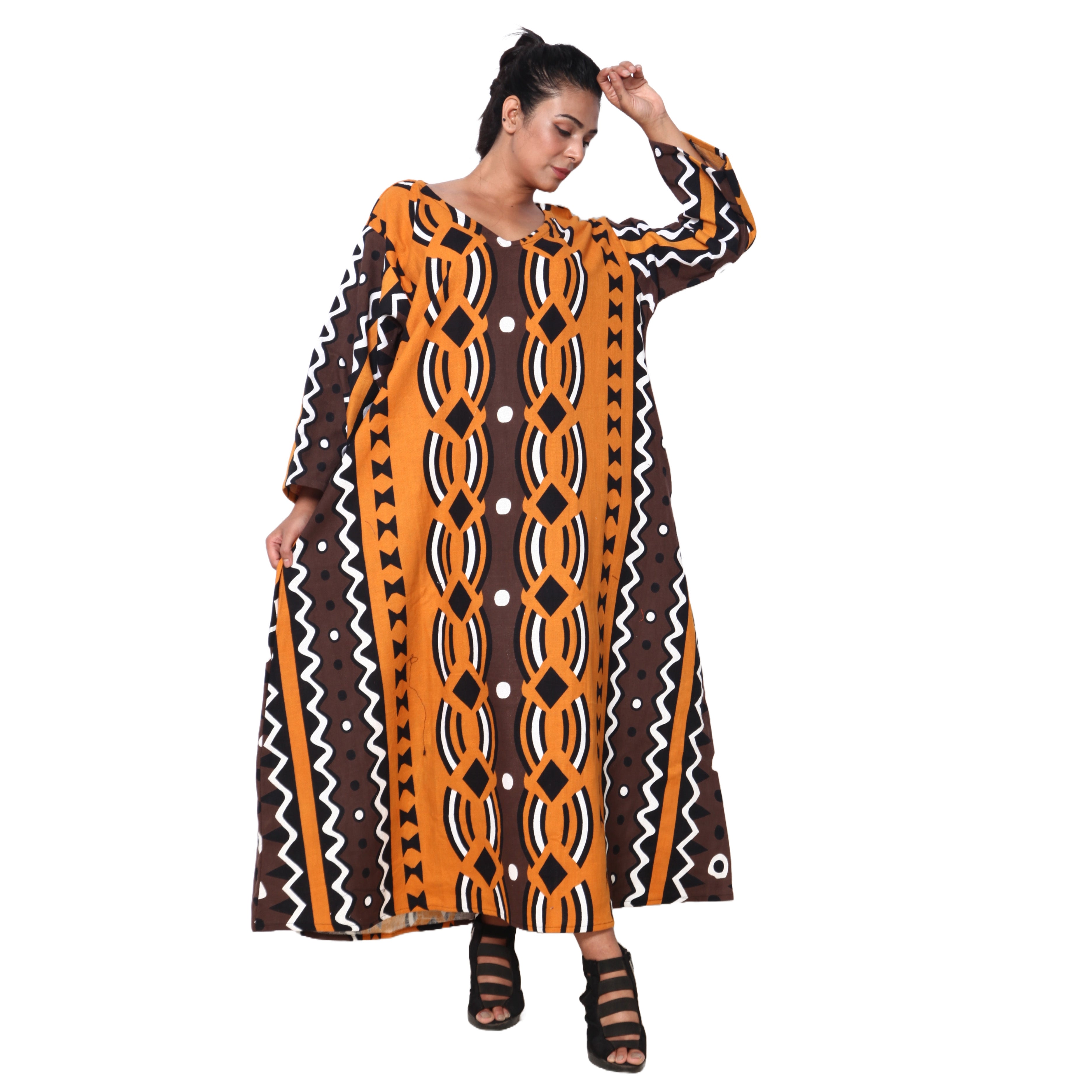 Women's Long Sleeve Loose Maxi Dress -- FI-150