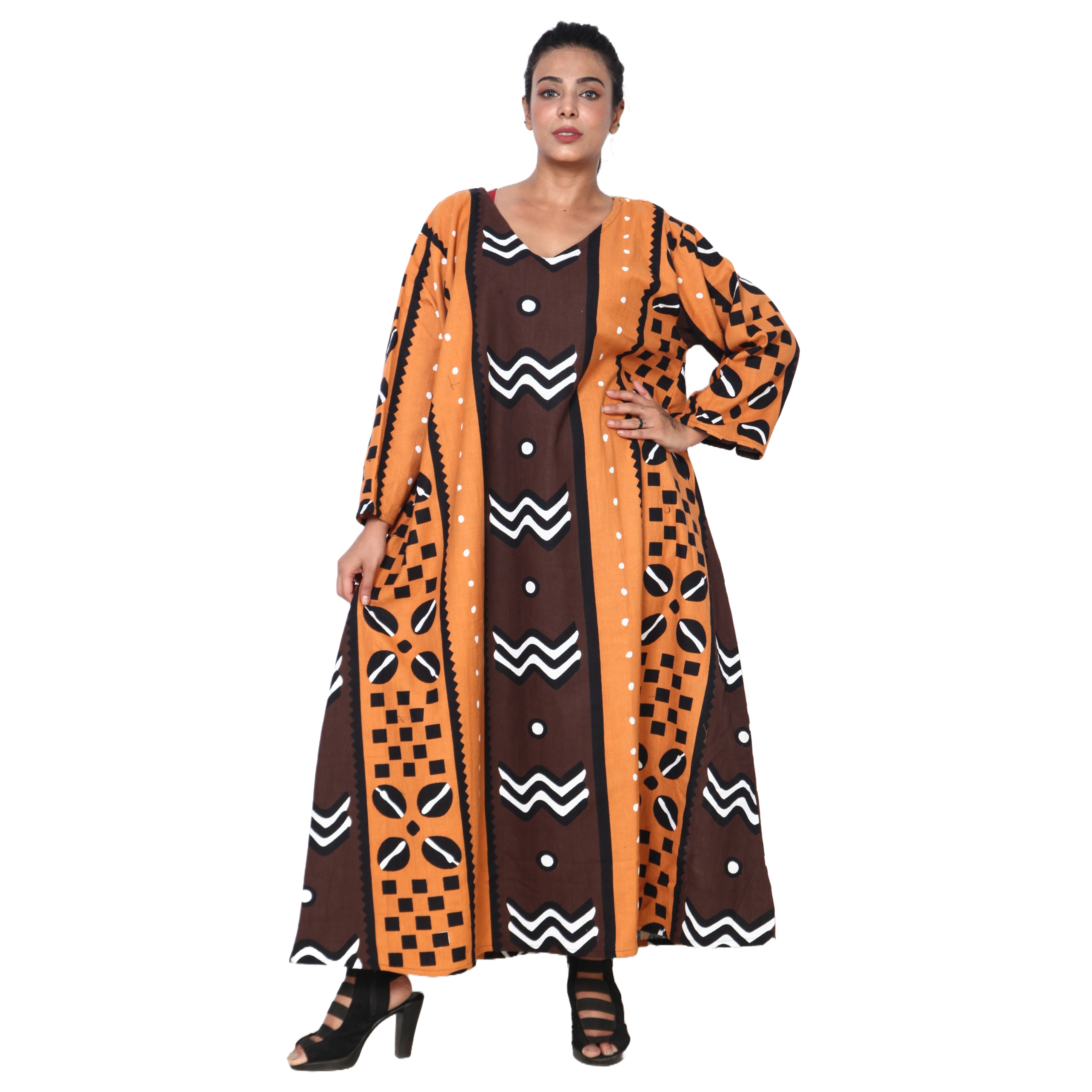 Women's Long Sleeve Loose Maxi Dress -- FI-150