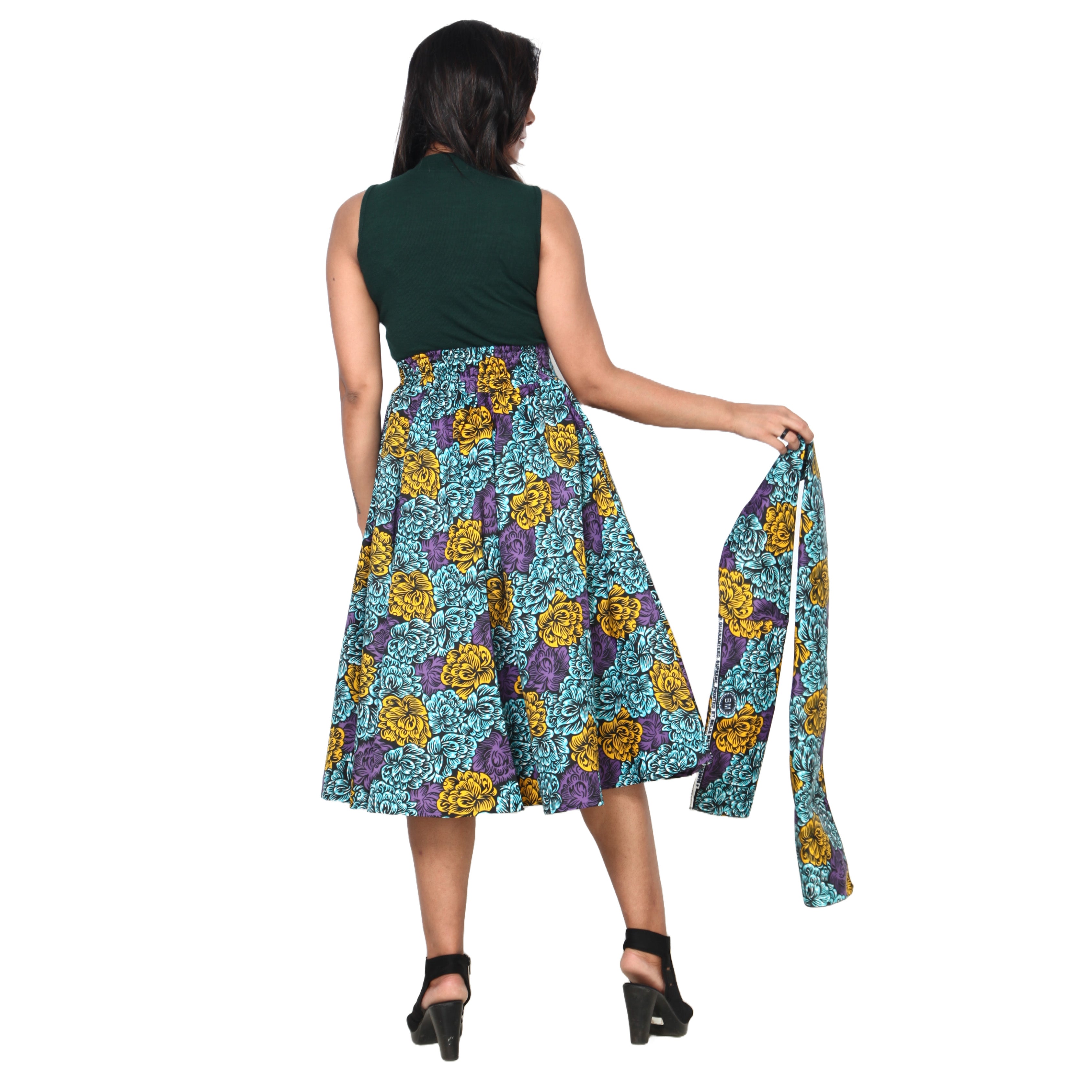 Women's Polycotton Blend Midi Skirt -- FI-R41