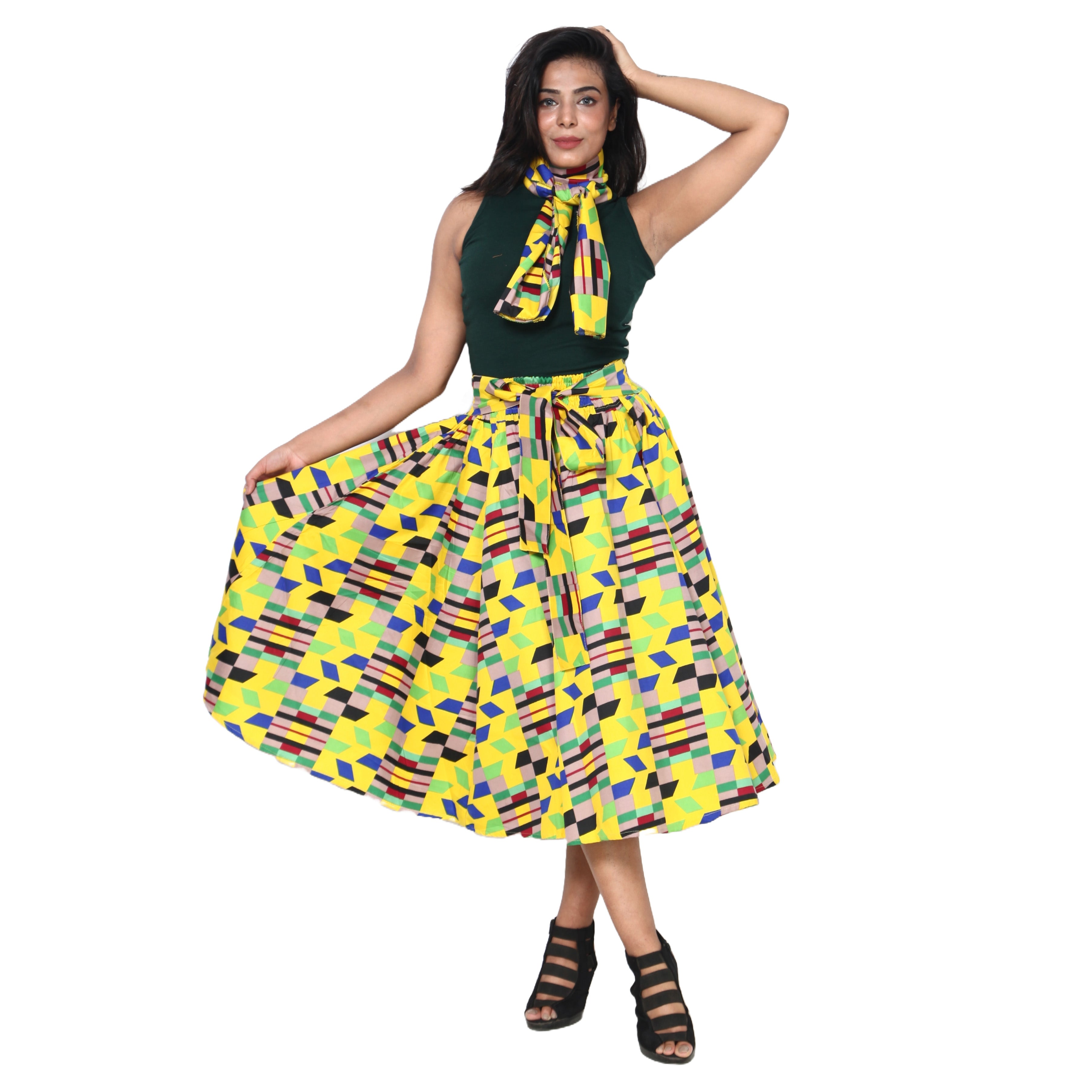 Women's Polycotton Blend Midi Skirt -- FI-R41