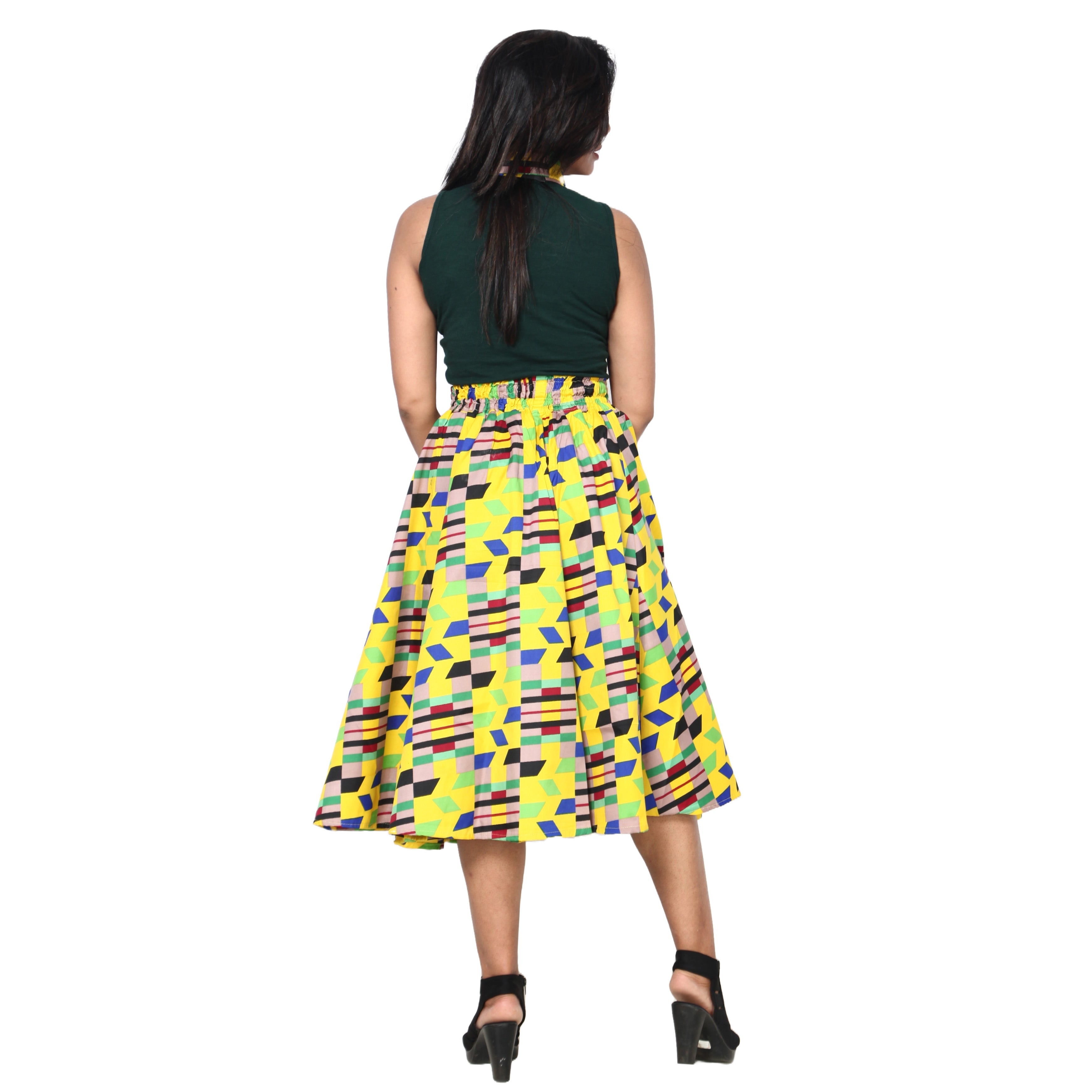 Women's Polycotton Blend Midi Skirt -- FI-R41