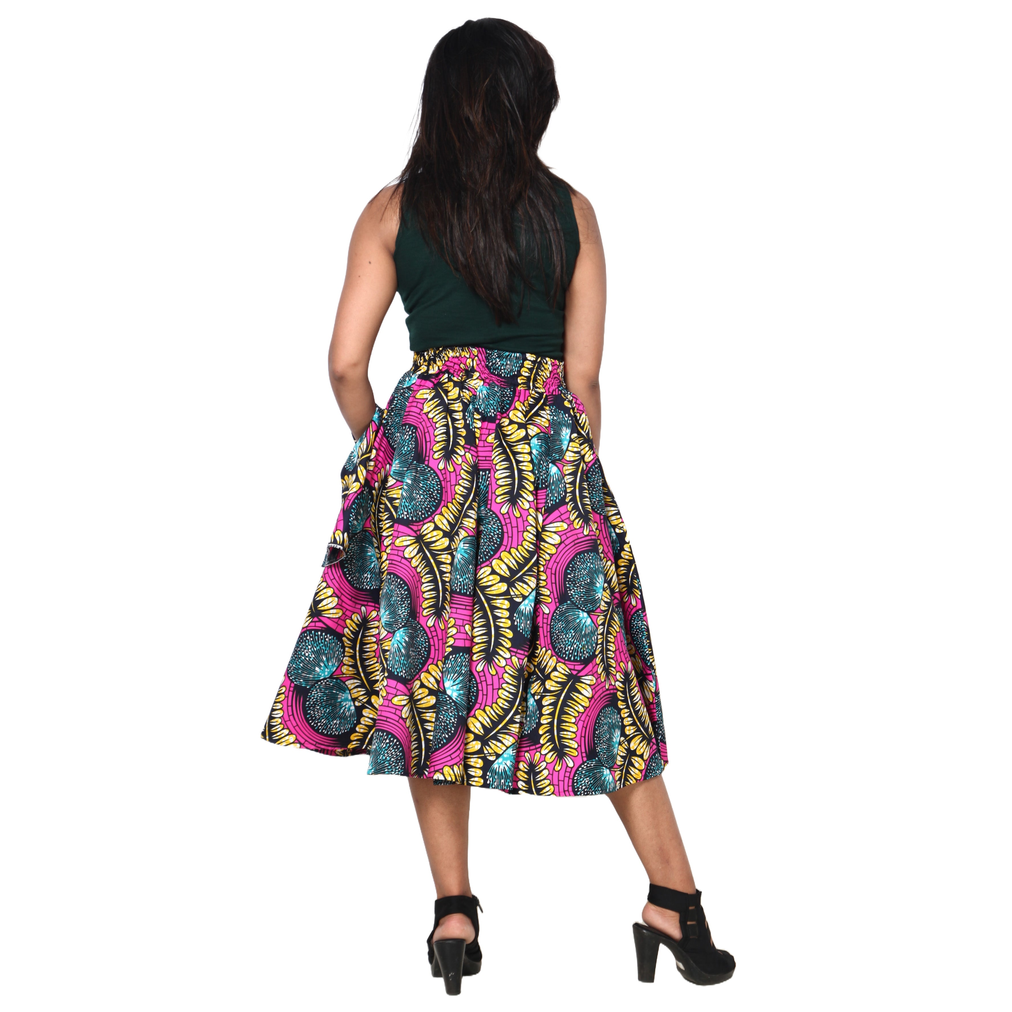 Women's Polycotton Blend Midi Skirt -- FI-R41