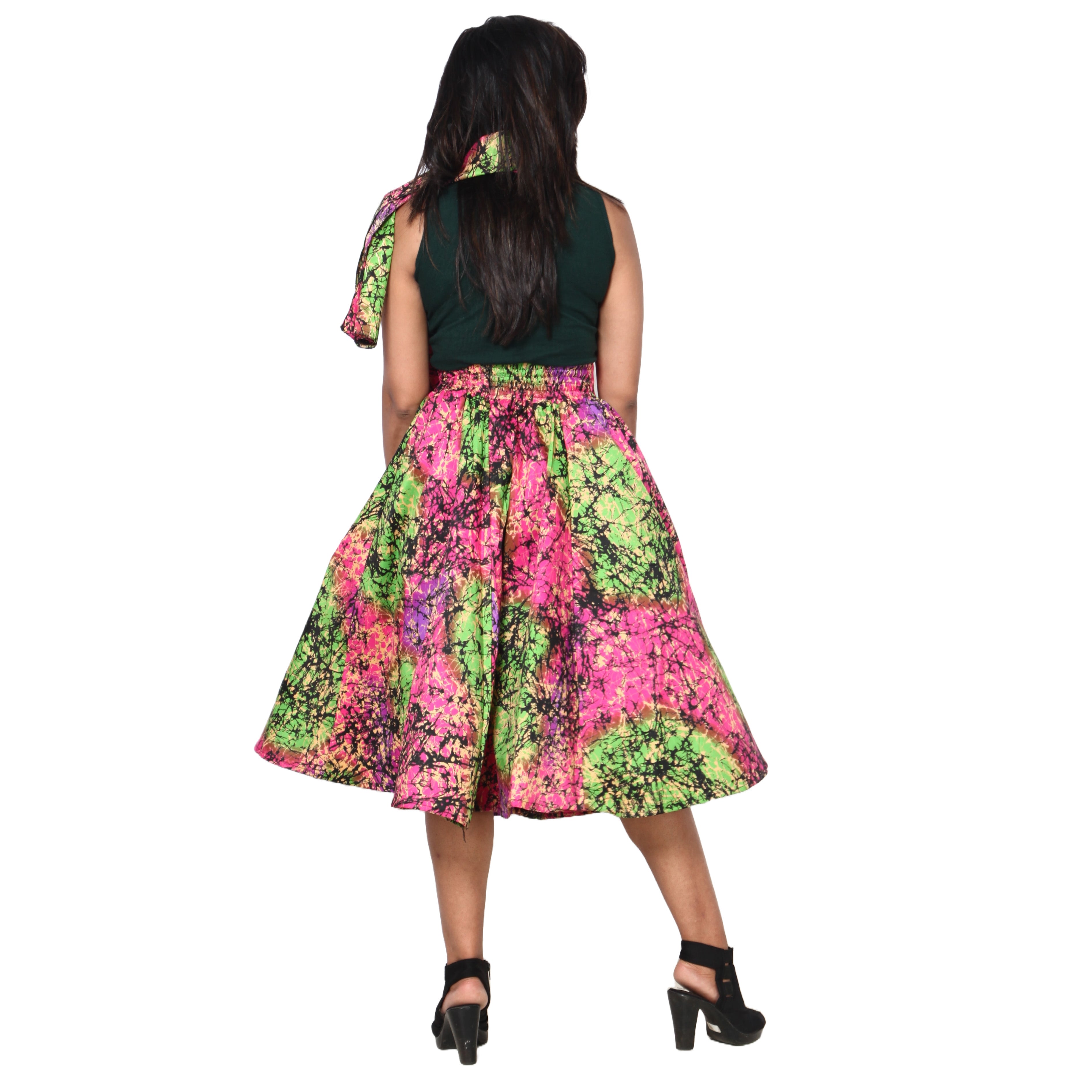 Women's Polycotton Blend Midi Skirt -- FI-R41