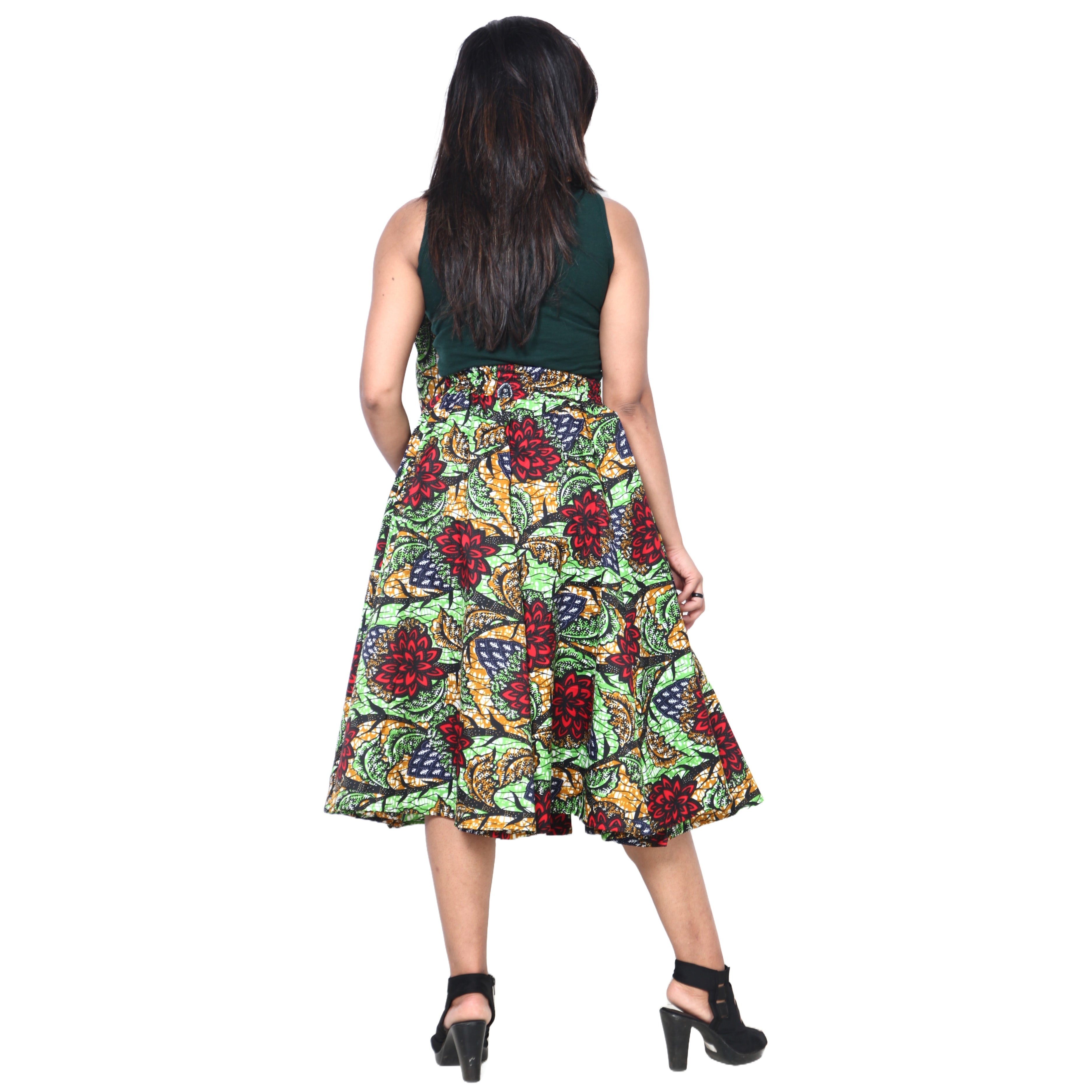 Women's Polycotton Blend Midi Skirt -- FI-R41