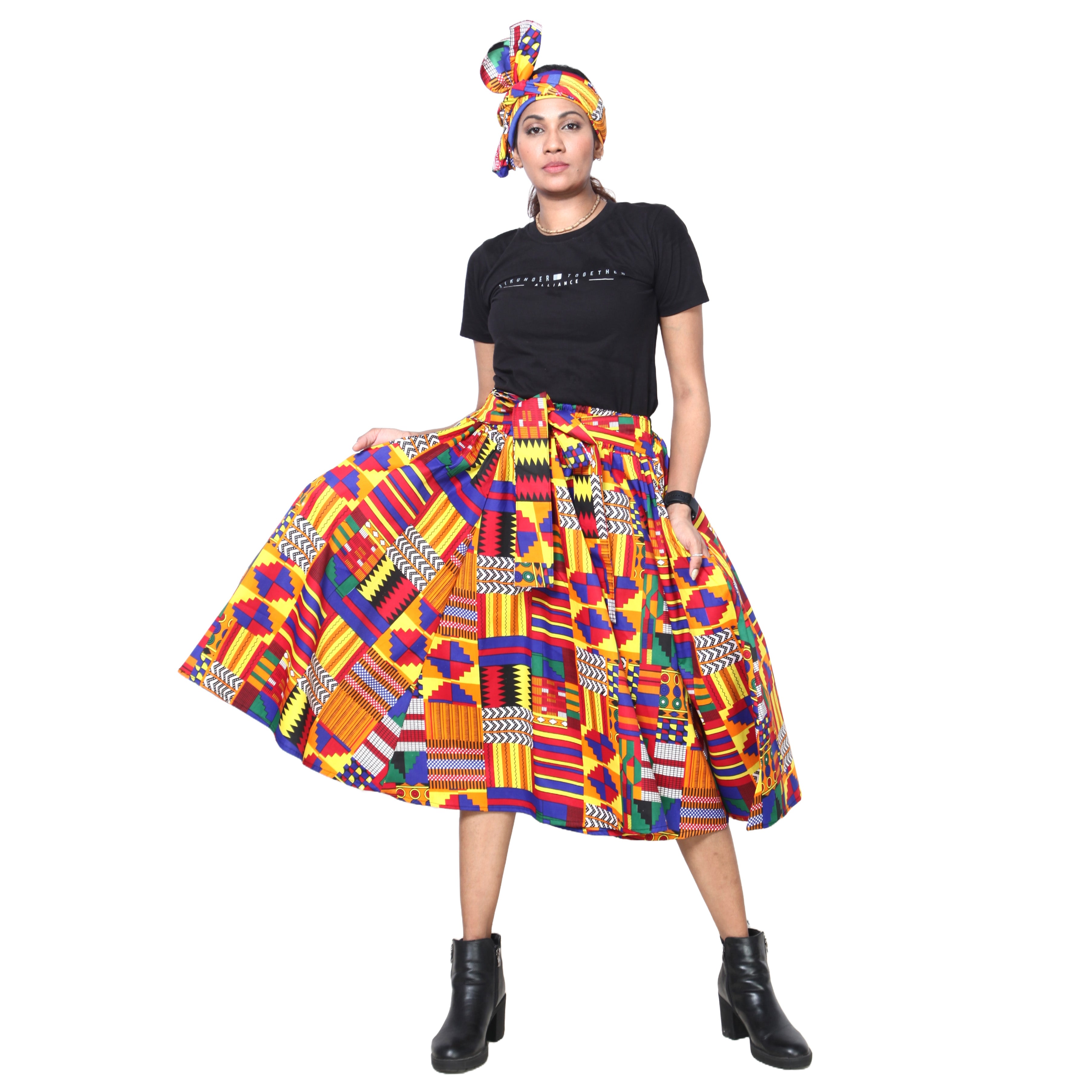 Women's Polycotton Blend Midi Skirt -- FI-R41