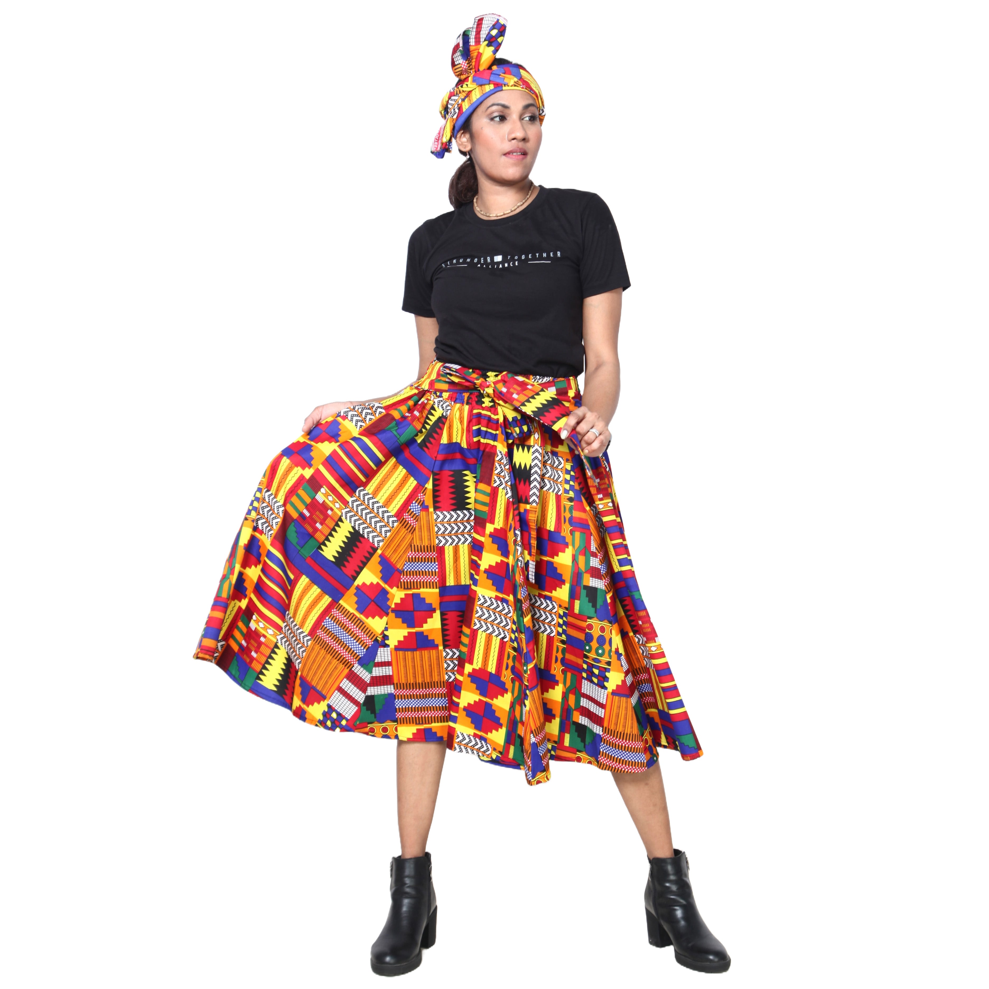 Women's Polycotton Blend Midi Skirt -- FI-R41