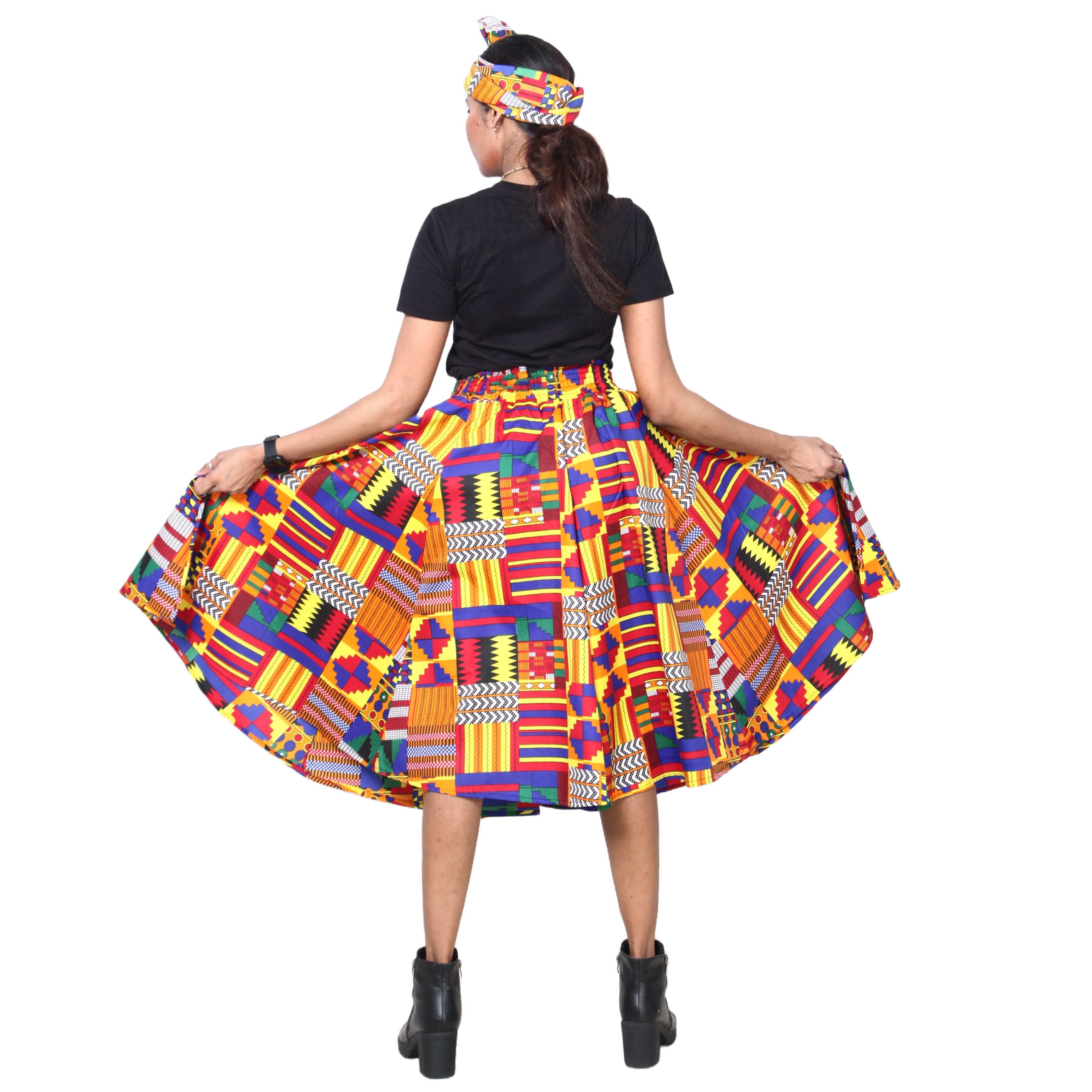 Women's Polycotton Blend Midi Skirt -- FI-R41