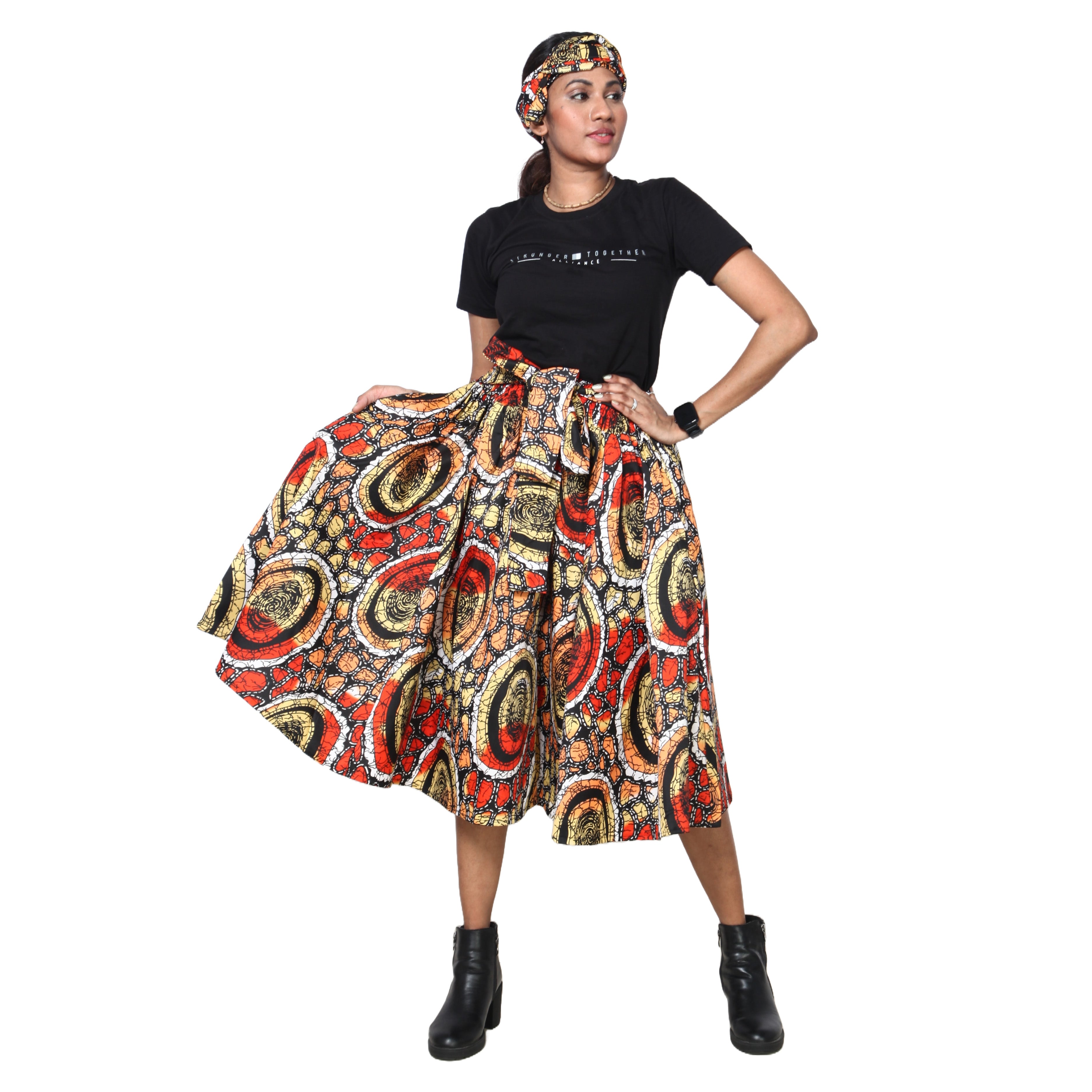 Women's Polycotton Blend Midi Skirt -- FI-R41