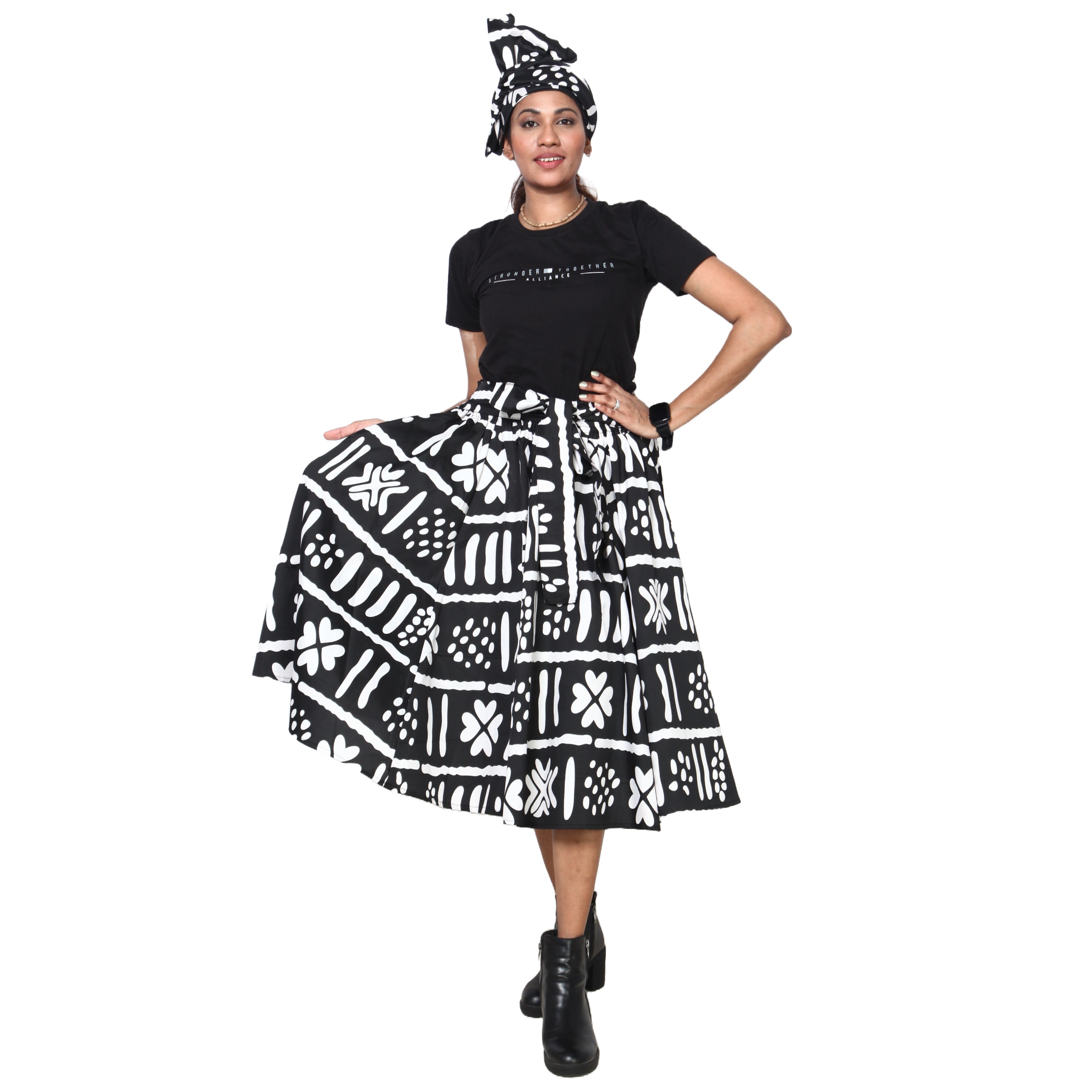 Women's Polycotton Blend Midi Skirt -- FI-R41