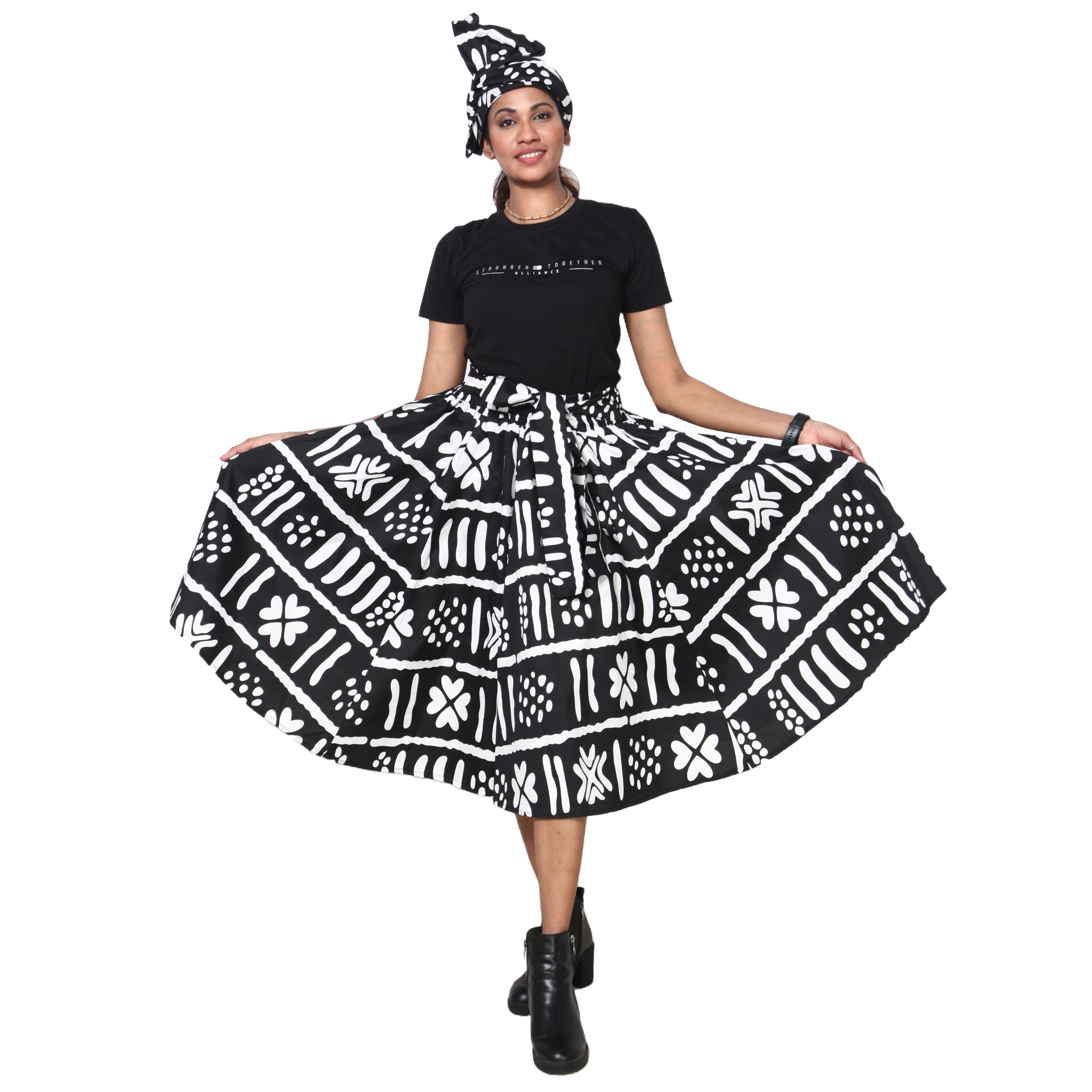 Women's Polycotton Blend Midi Skirt -- FI-R41