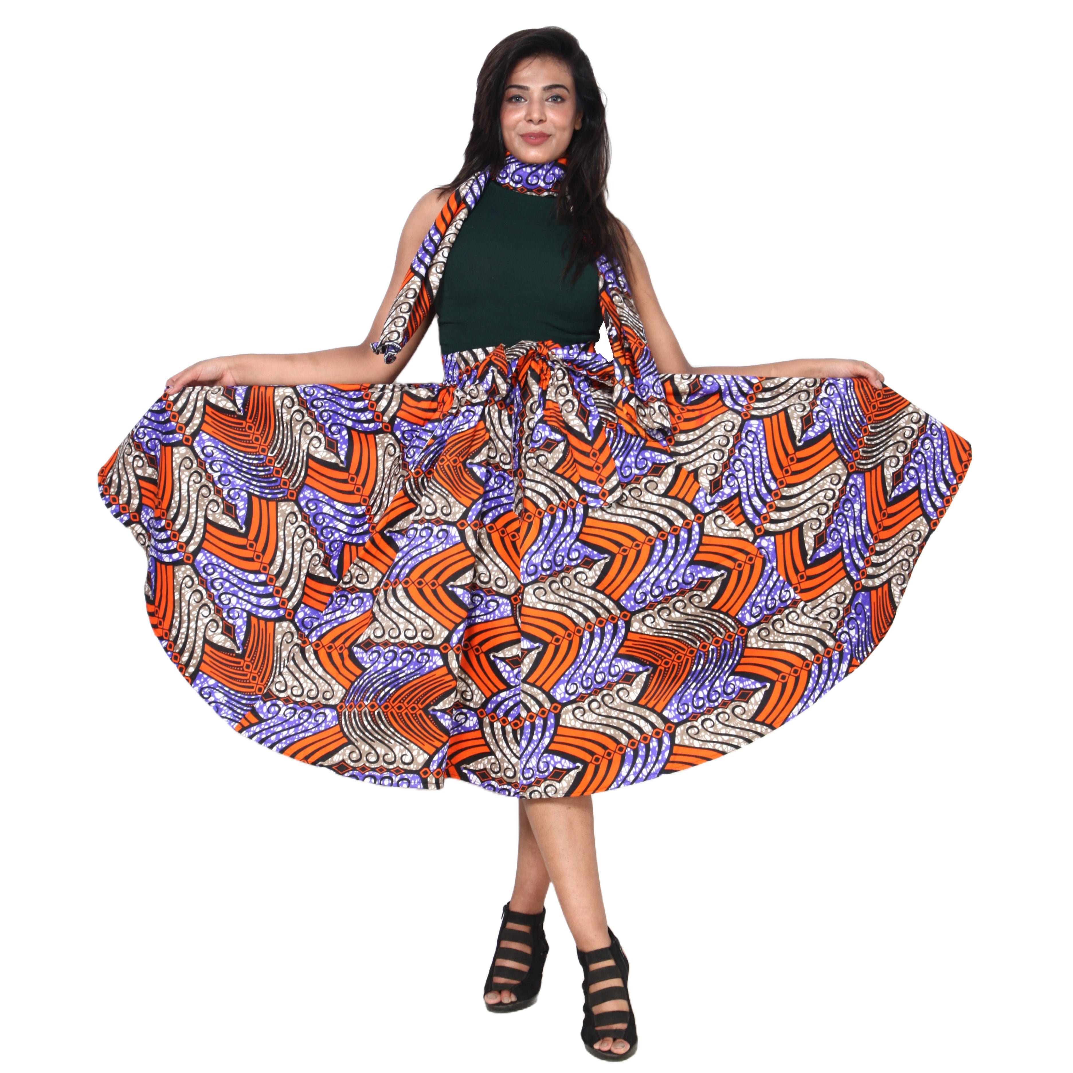 Women's Polycotton Blend Midi Skirt -- FI-R41