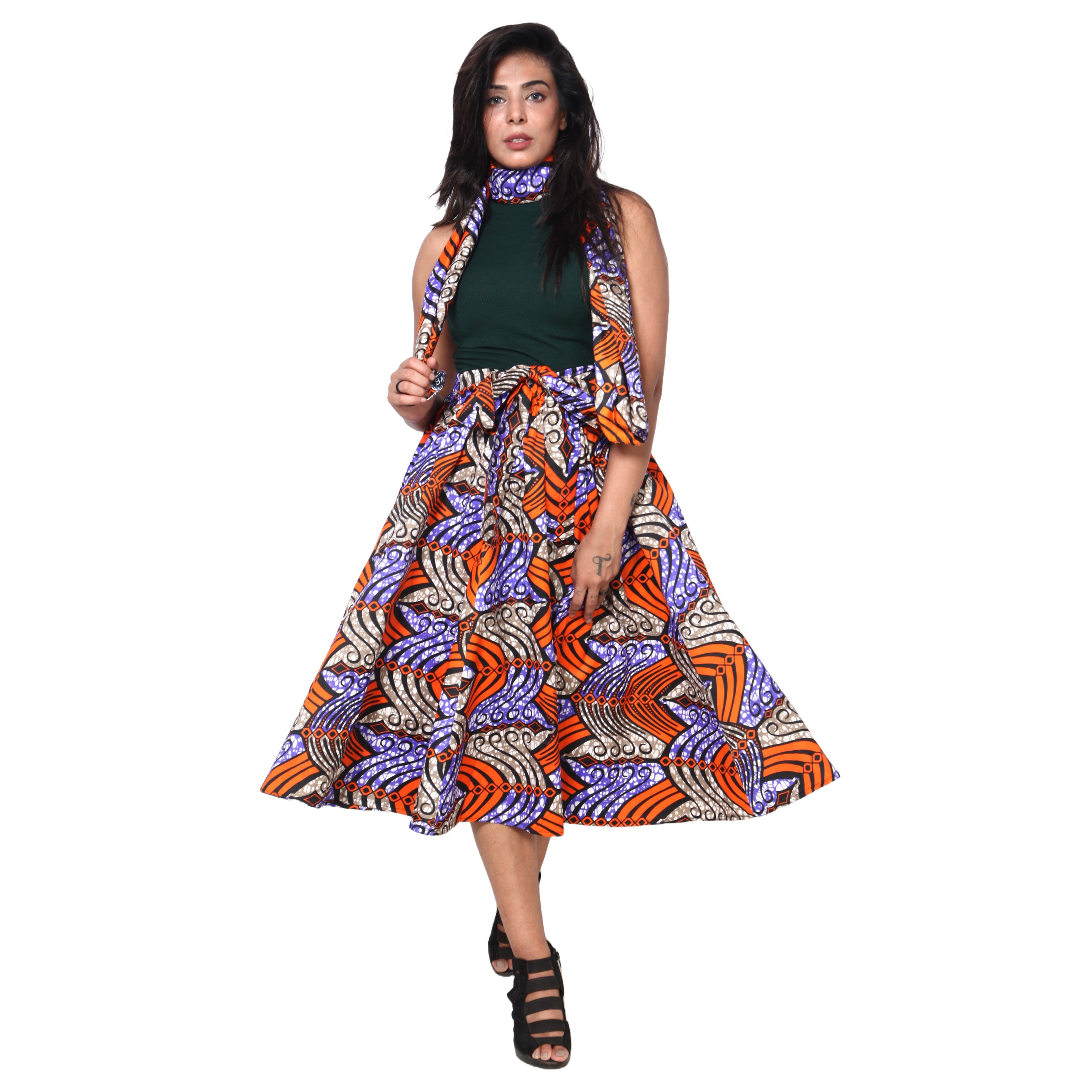 Women's Polycotton Blend Midi Skirt -- FI-R41