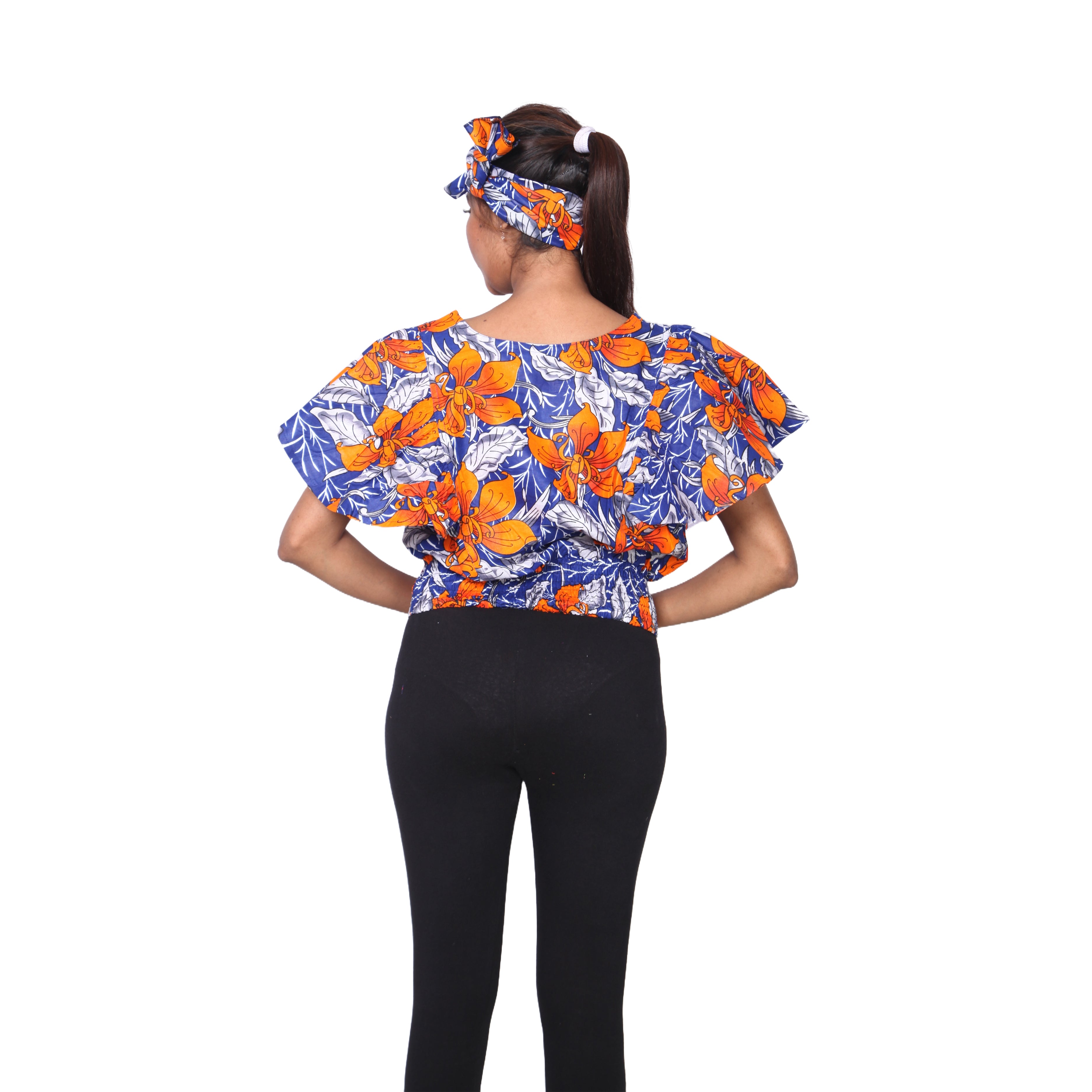 Women's African Print Short Sleeve Top -- FI-17