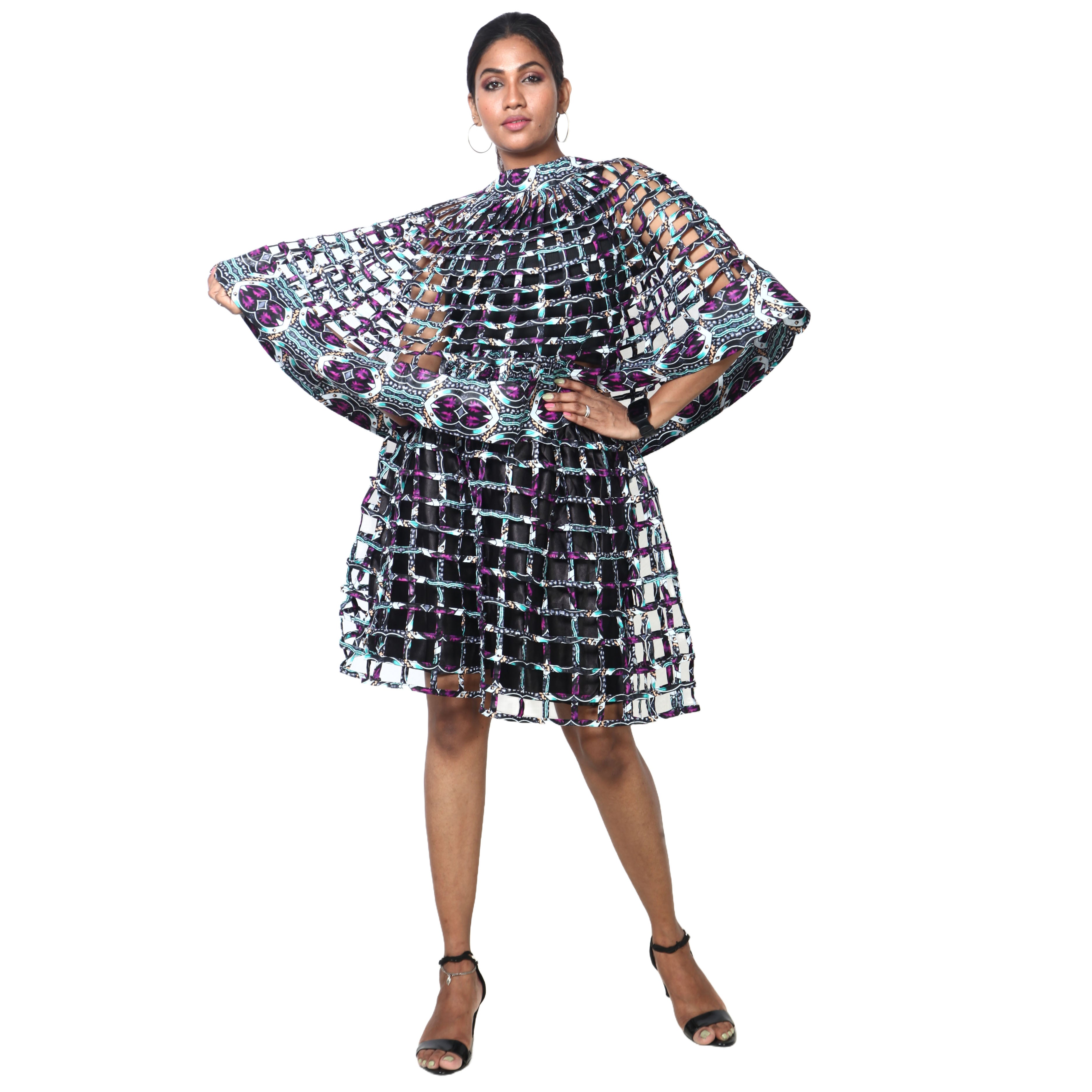 Women's Cage Poncho and Mini Skirt Set -- FI-ST102-104