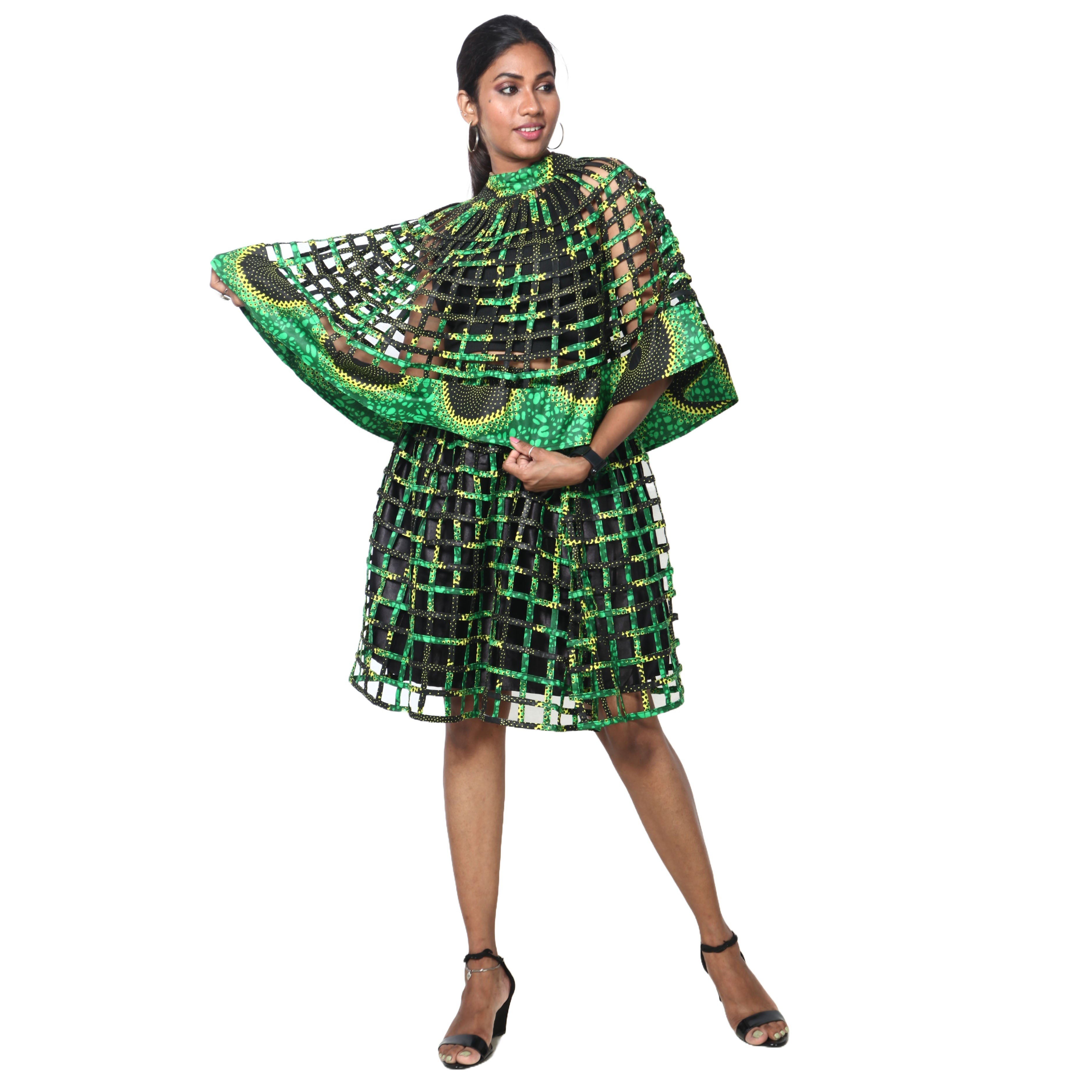 Women's Cage Poncho and Mini Skirt Set -- FI-ST102-104