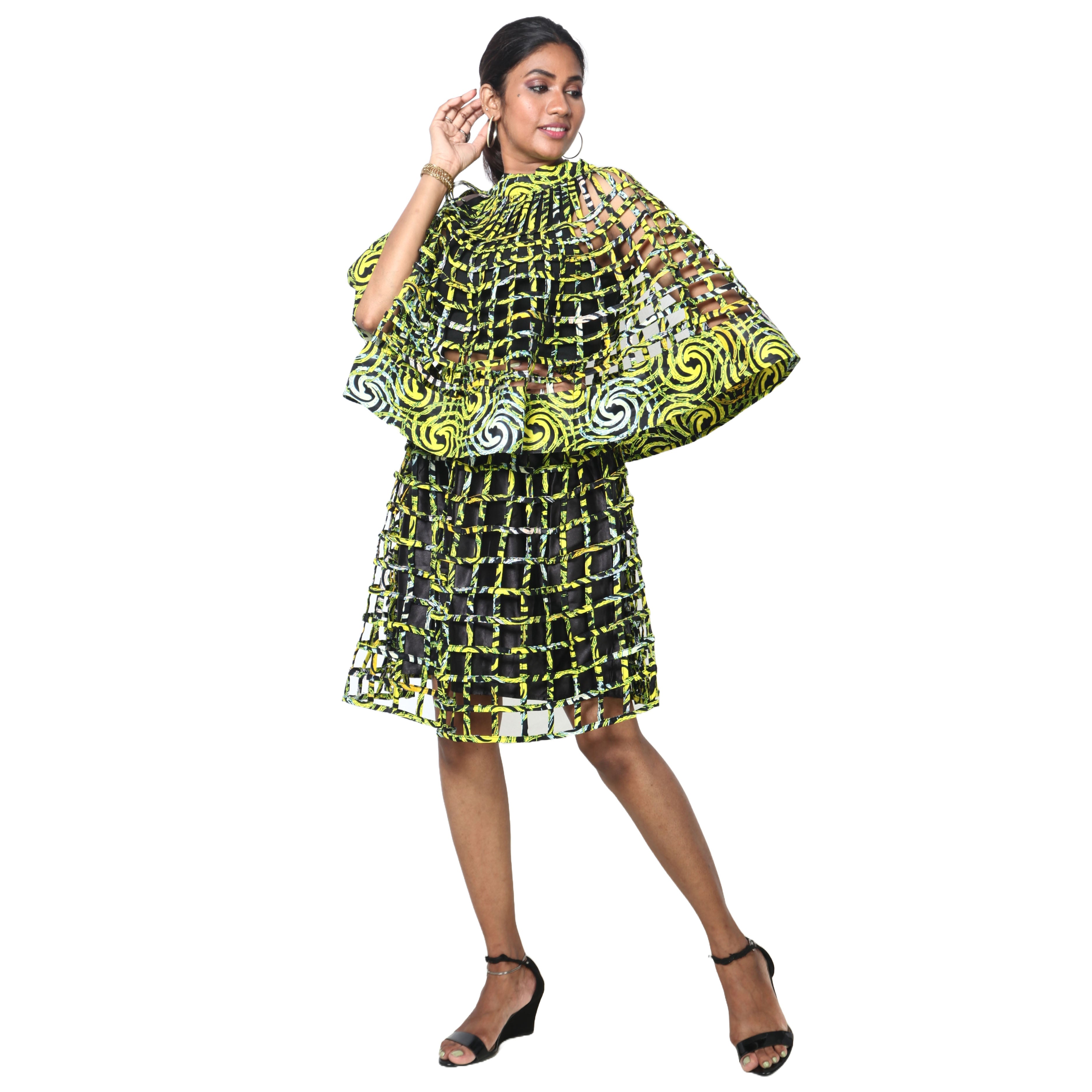 Women's Cage Poncho and Mini Skirt Set -- FI-ST102-104