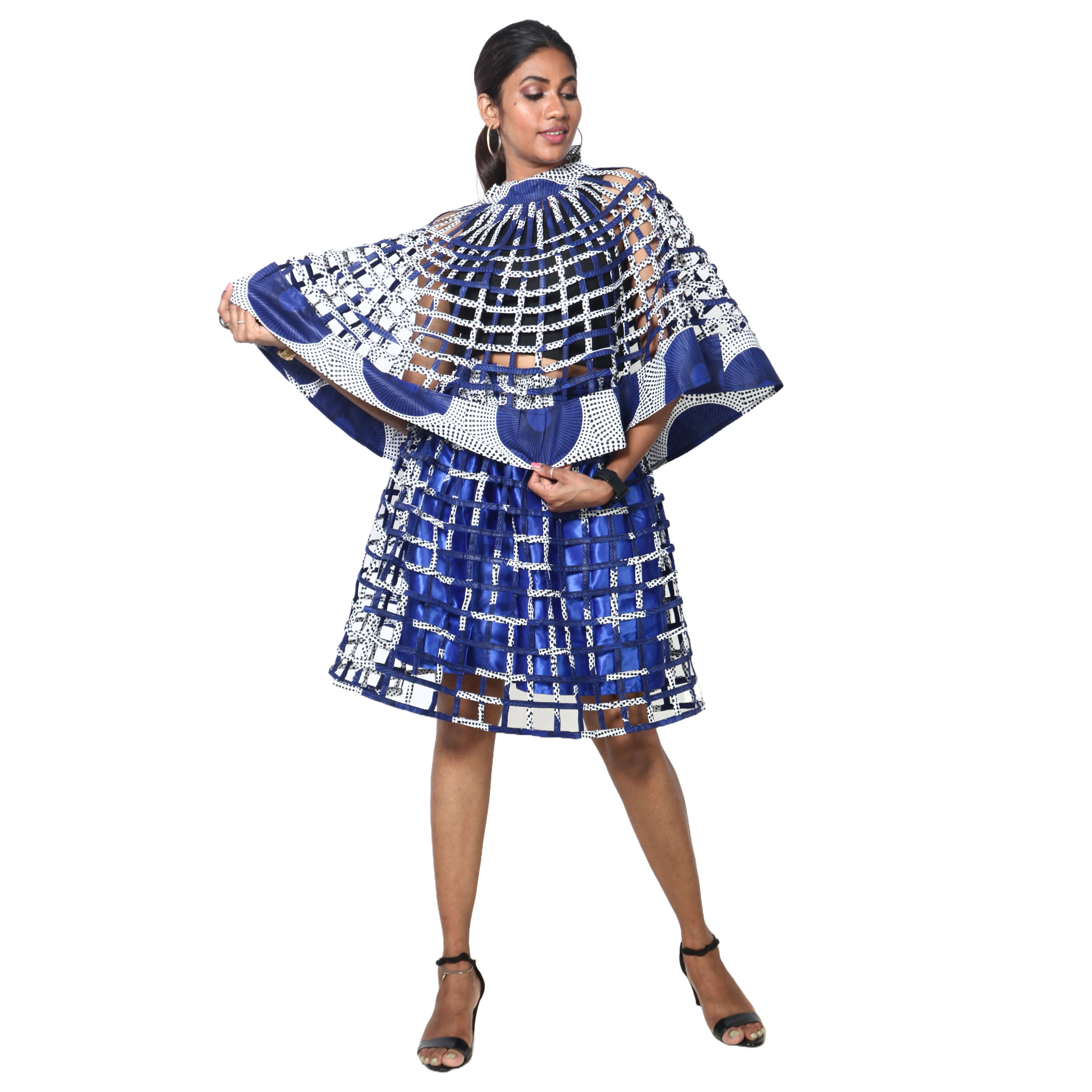 Women's Cage Poncho and Mini Skirt Set -- FI-ST102-104