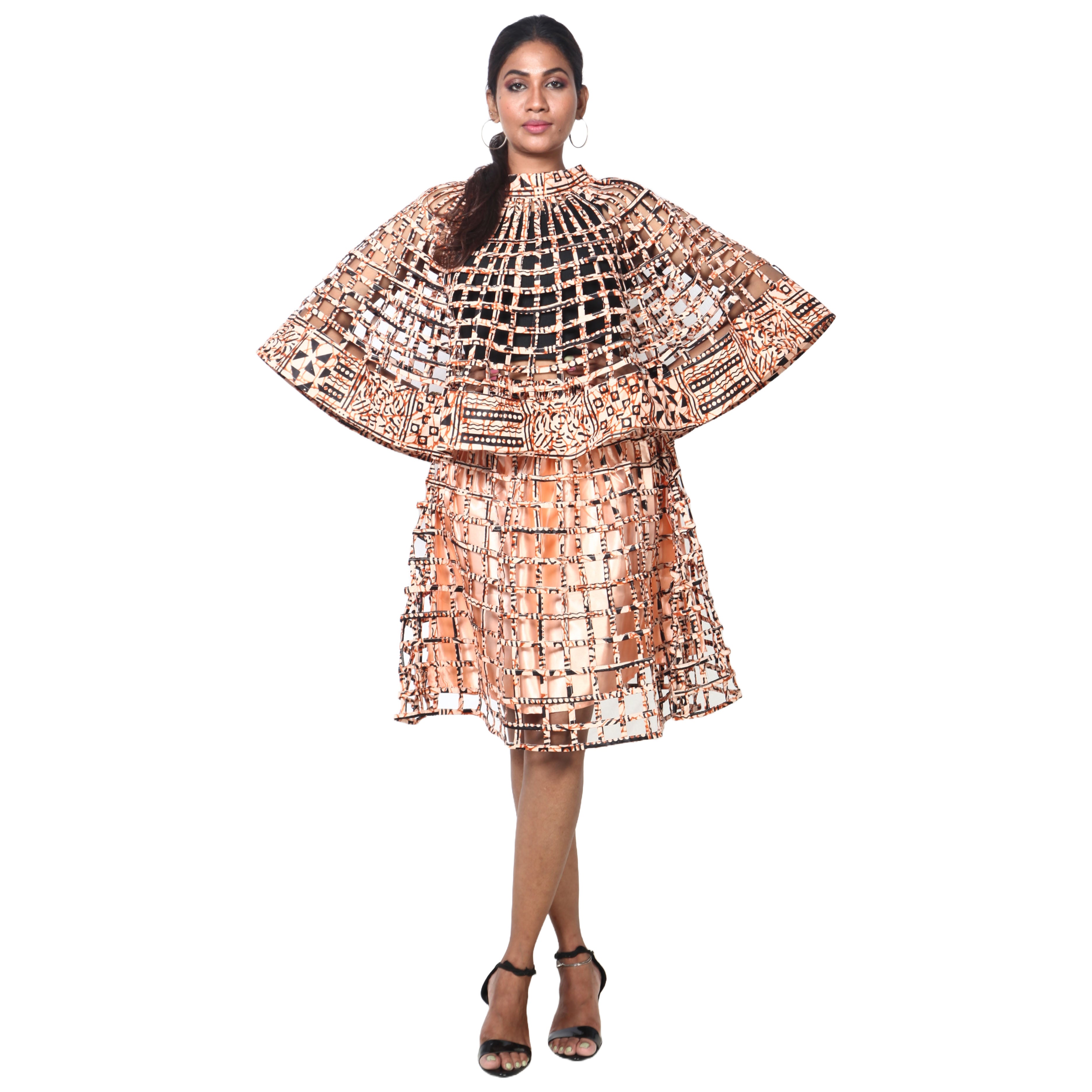 Women's Cage Poncho and Mini Skirt Set -- FI-ST102-104