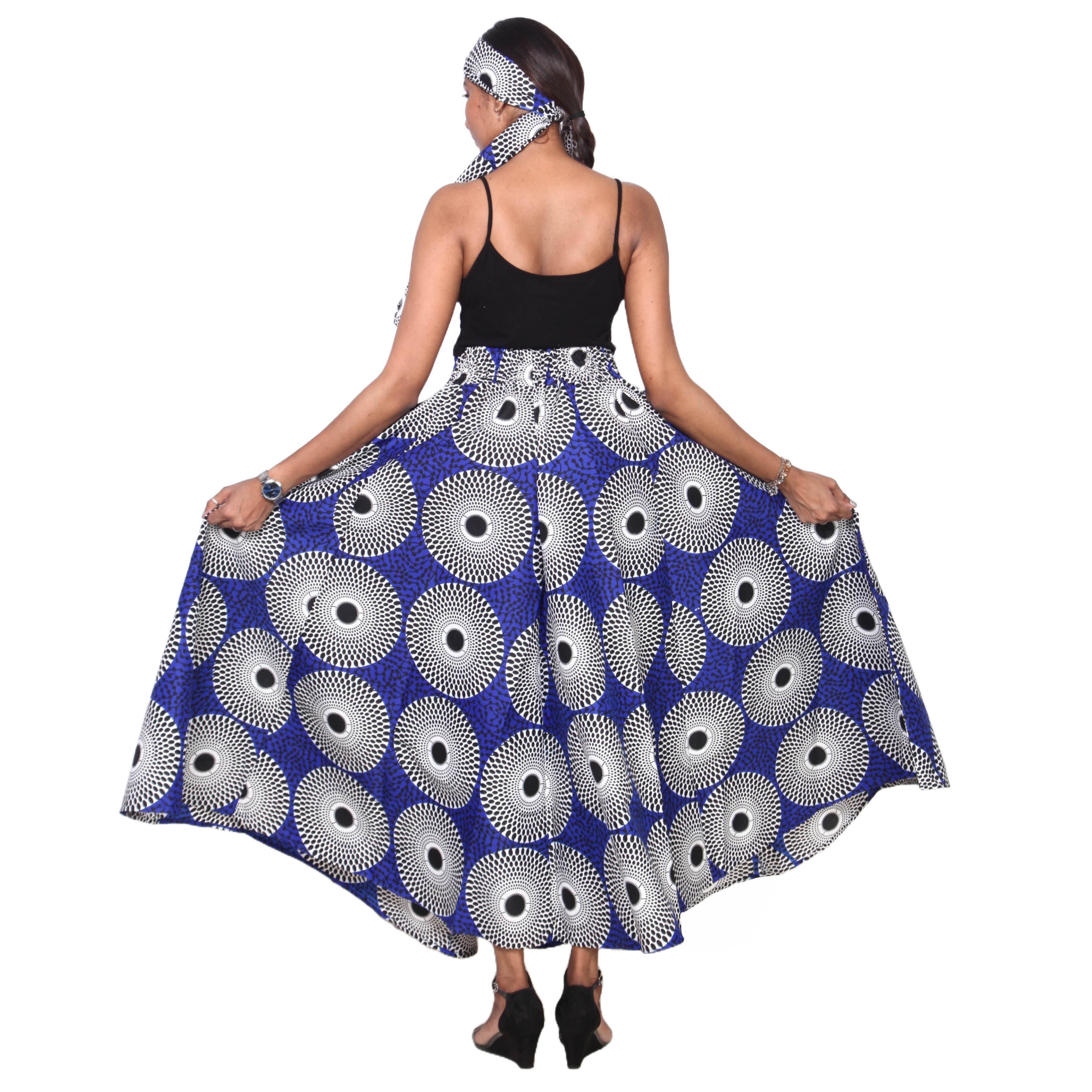 Women's Poly-Cotton Maxi Skirt with Tie Waist -- FI-R40