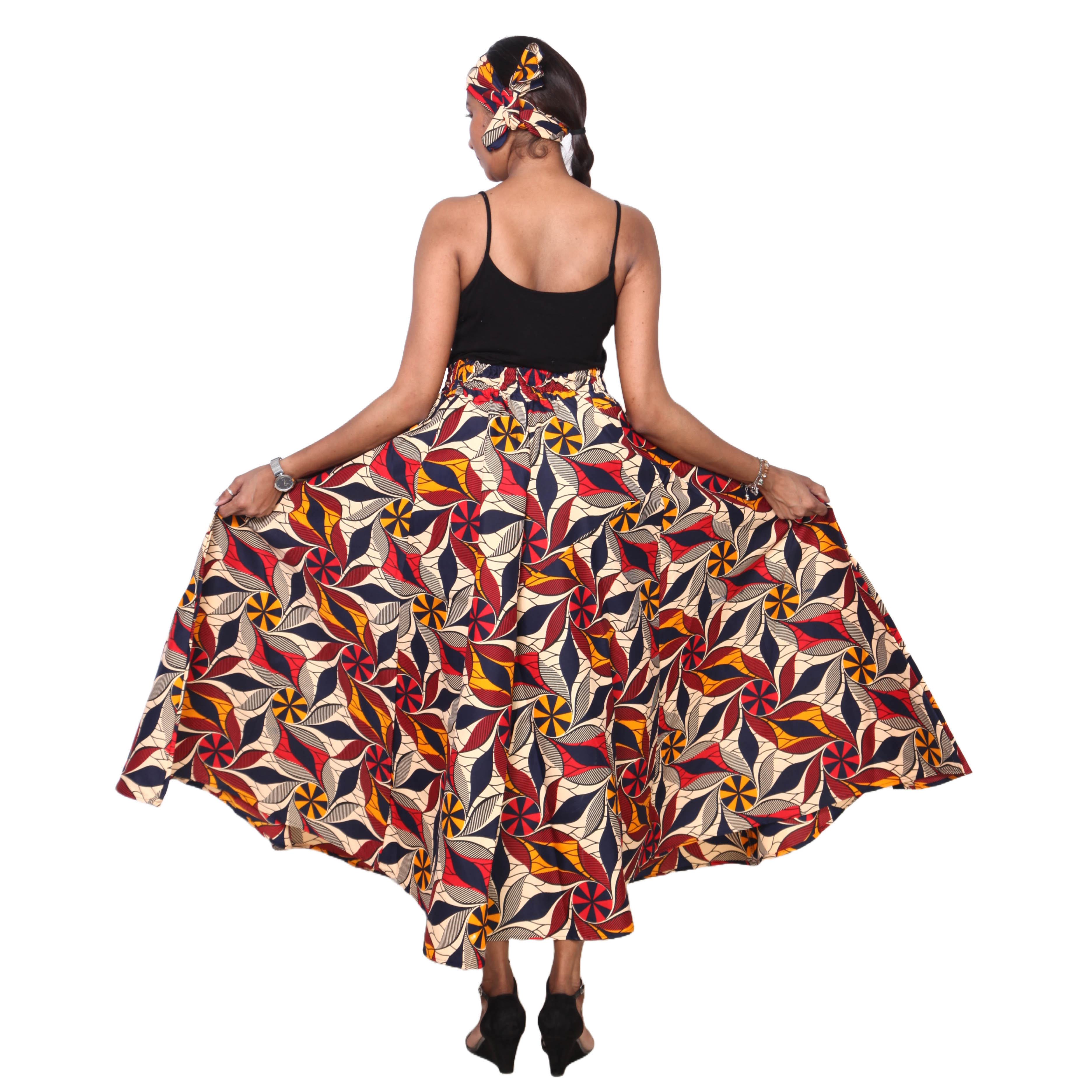 Women's Poly-Cotton Maxi Skirt with Tie Waist -- FI-R40
