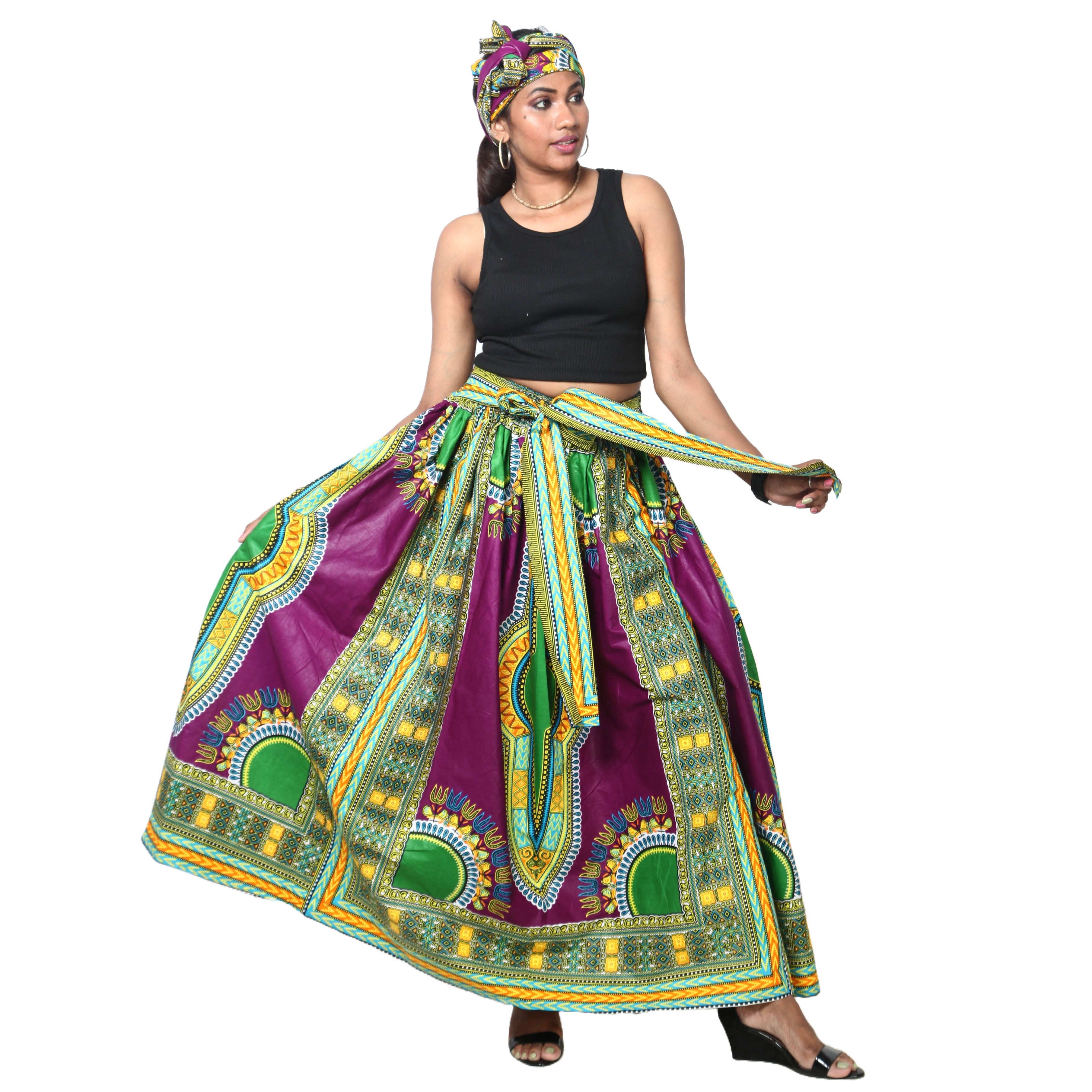 Women's Dashiki Maxi Skirt -- FI-38