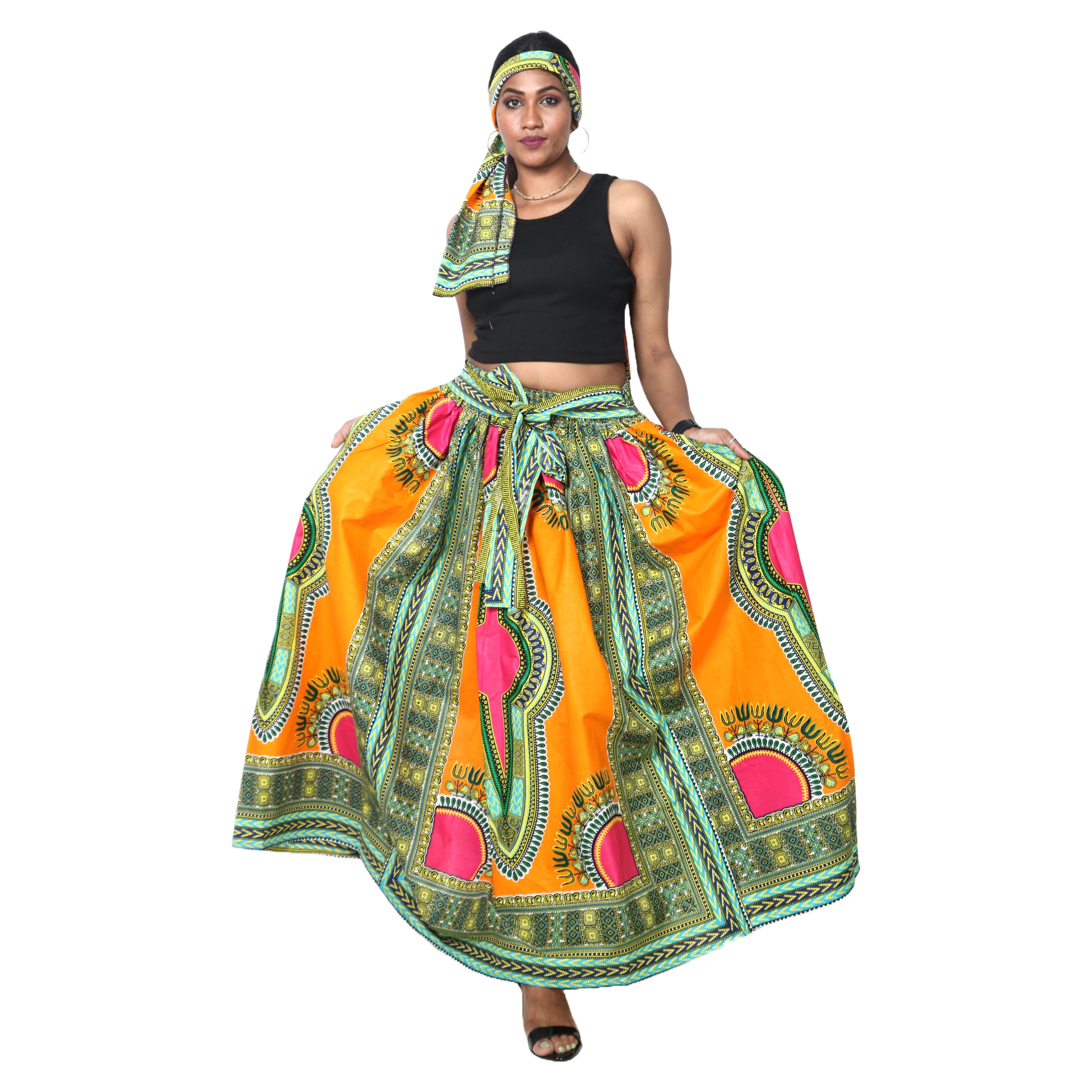 Women's Dashiki Maxi Skirt -- FI-38