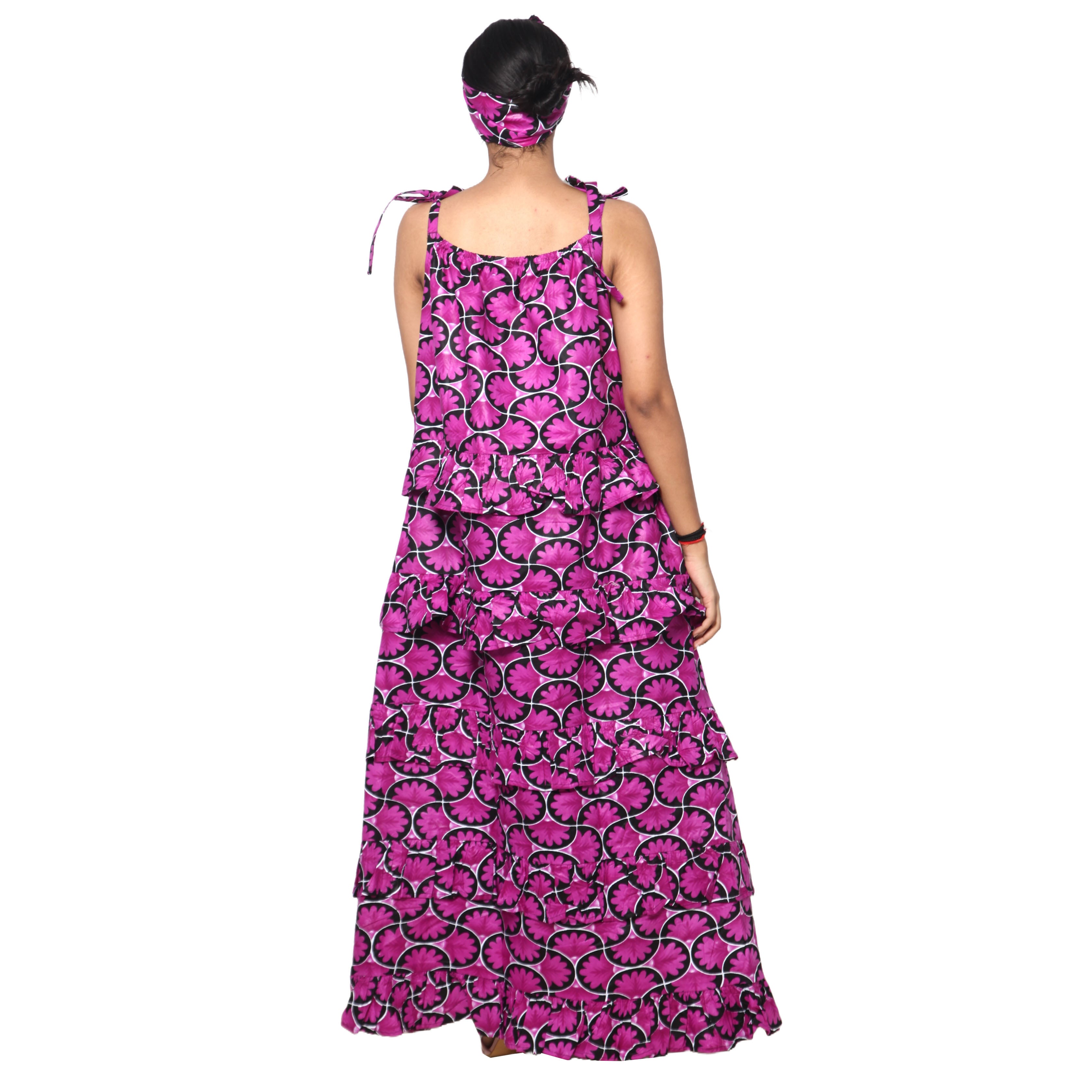 Women's Square Neck Layered Maxi Dress -- FI-3142