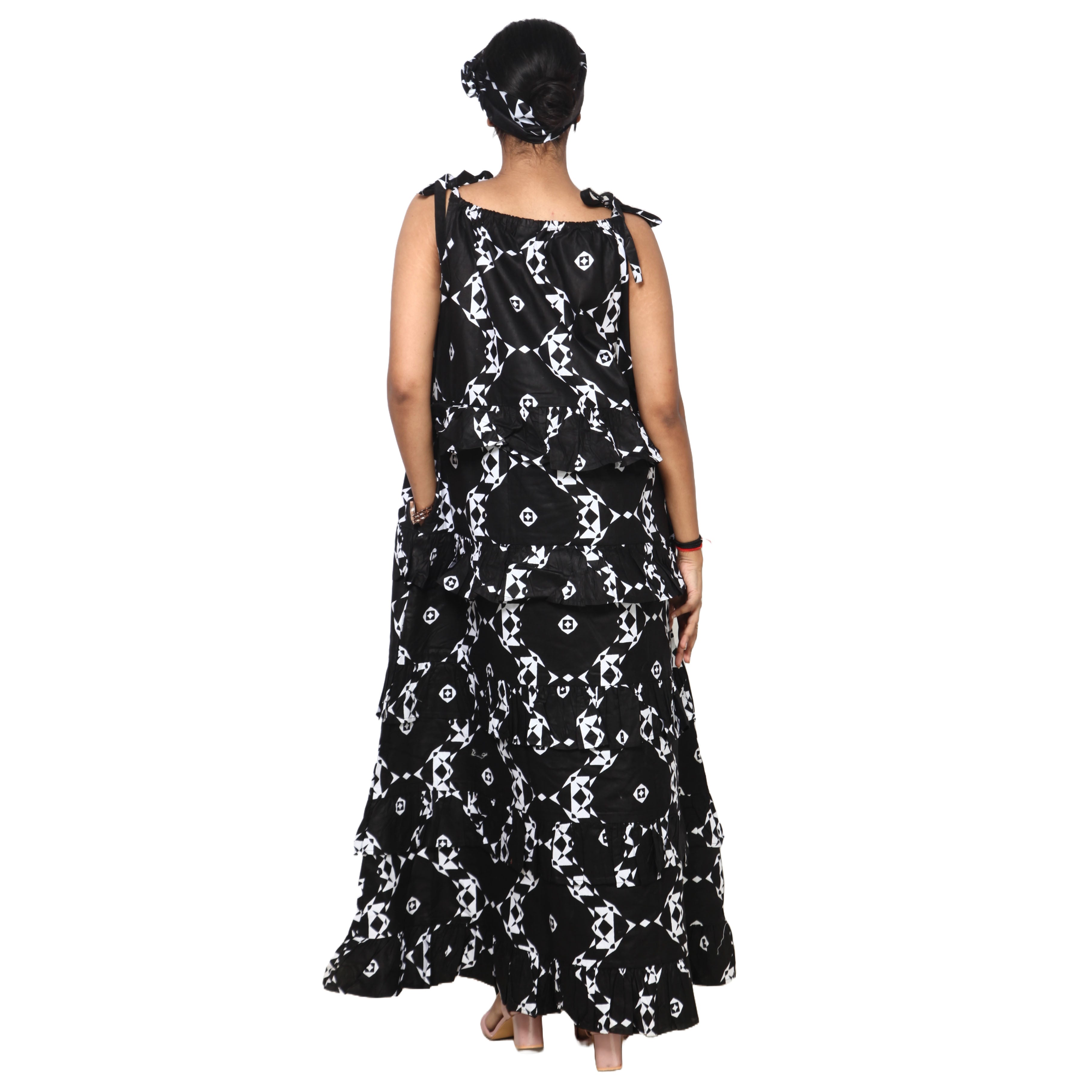 Women's Square Neck Layered Maxi Dress -- FI-3142