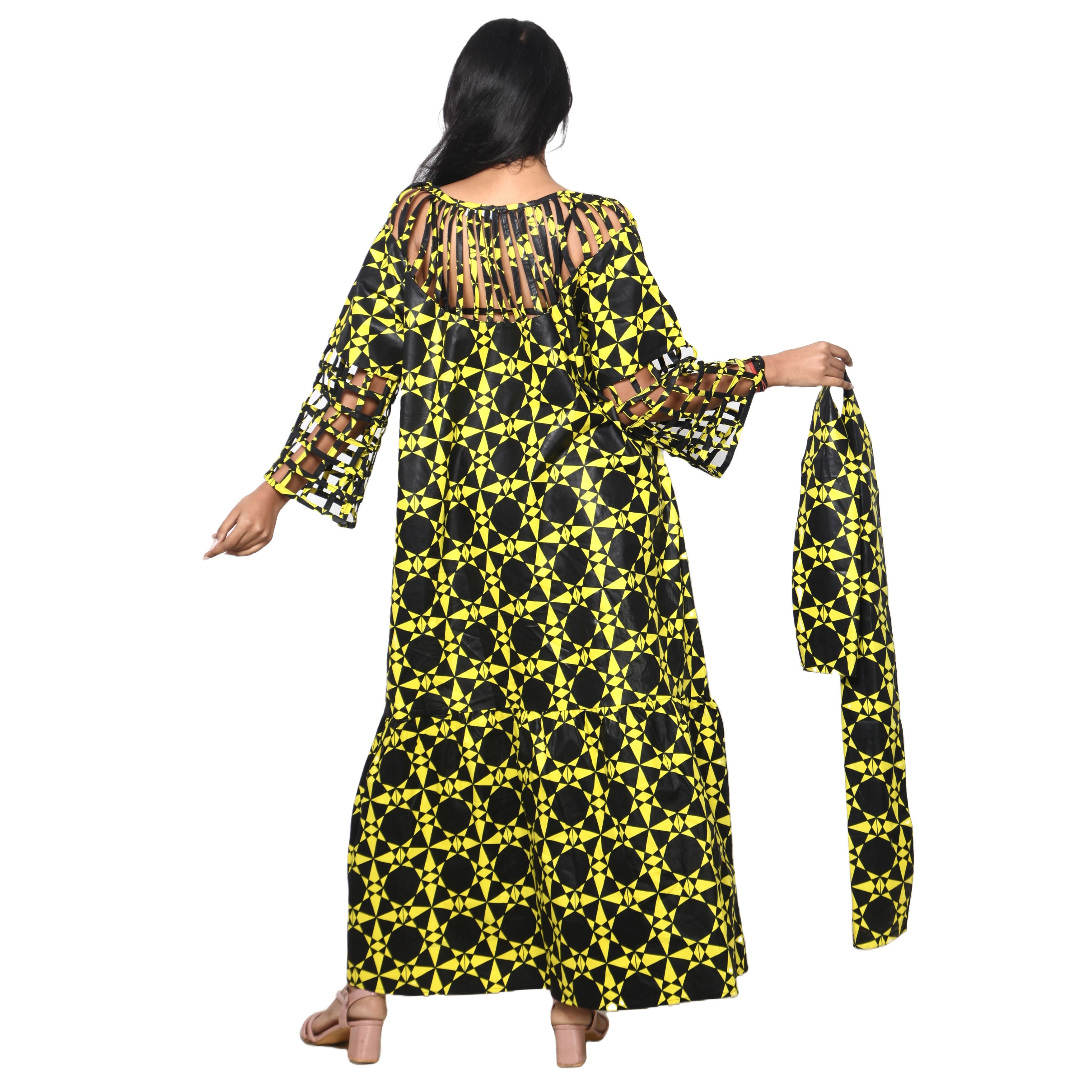 Women's Cage Neck and Sleeves Maxi Dress -- FI-ST125