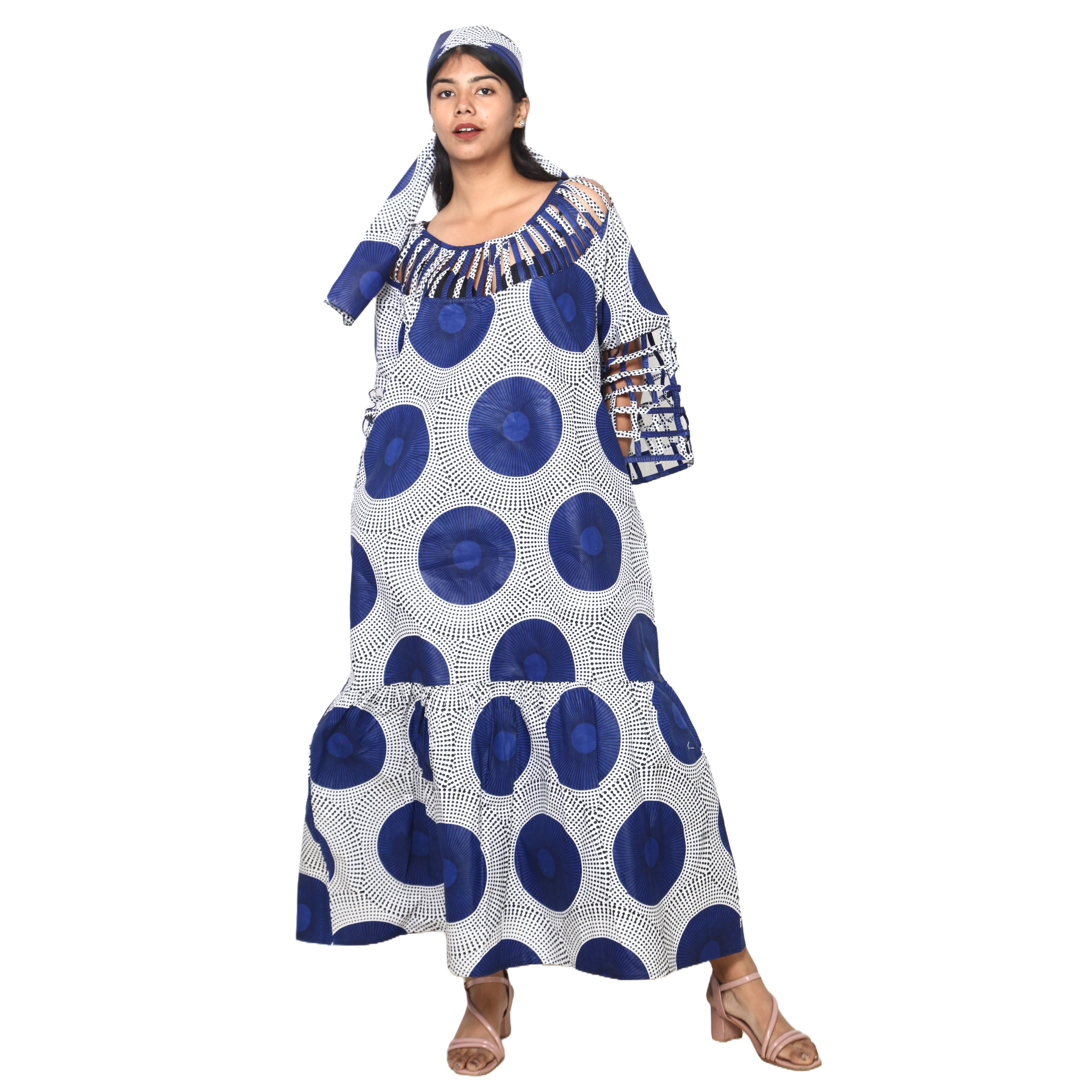 Women's Cage Neck and Sleeves Maxi Dress -- FI-ST125