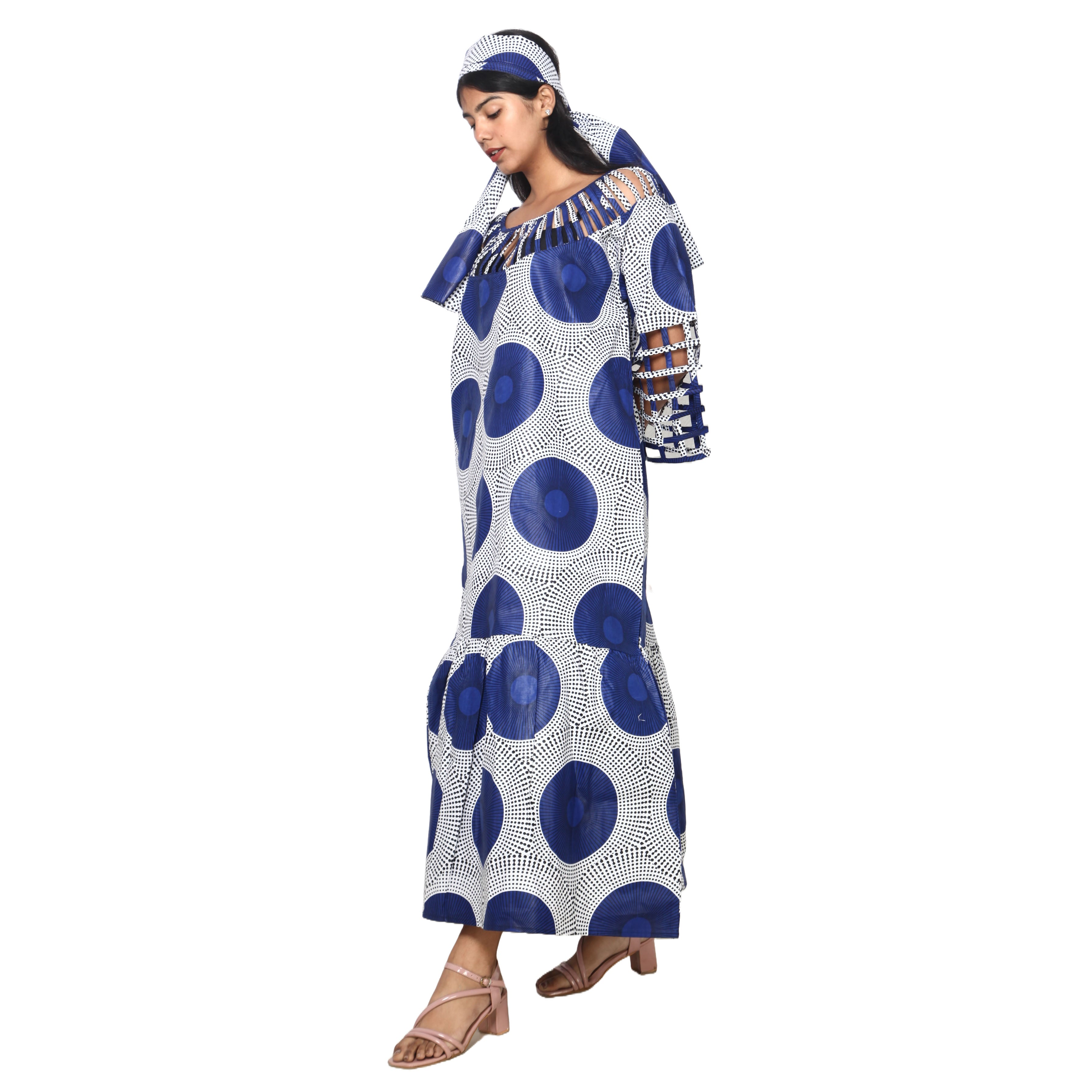 Women's Cage Neck and Sleeves Maxi Dress -- FI-ST125