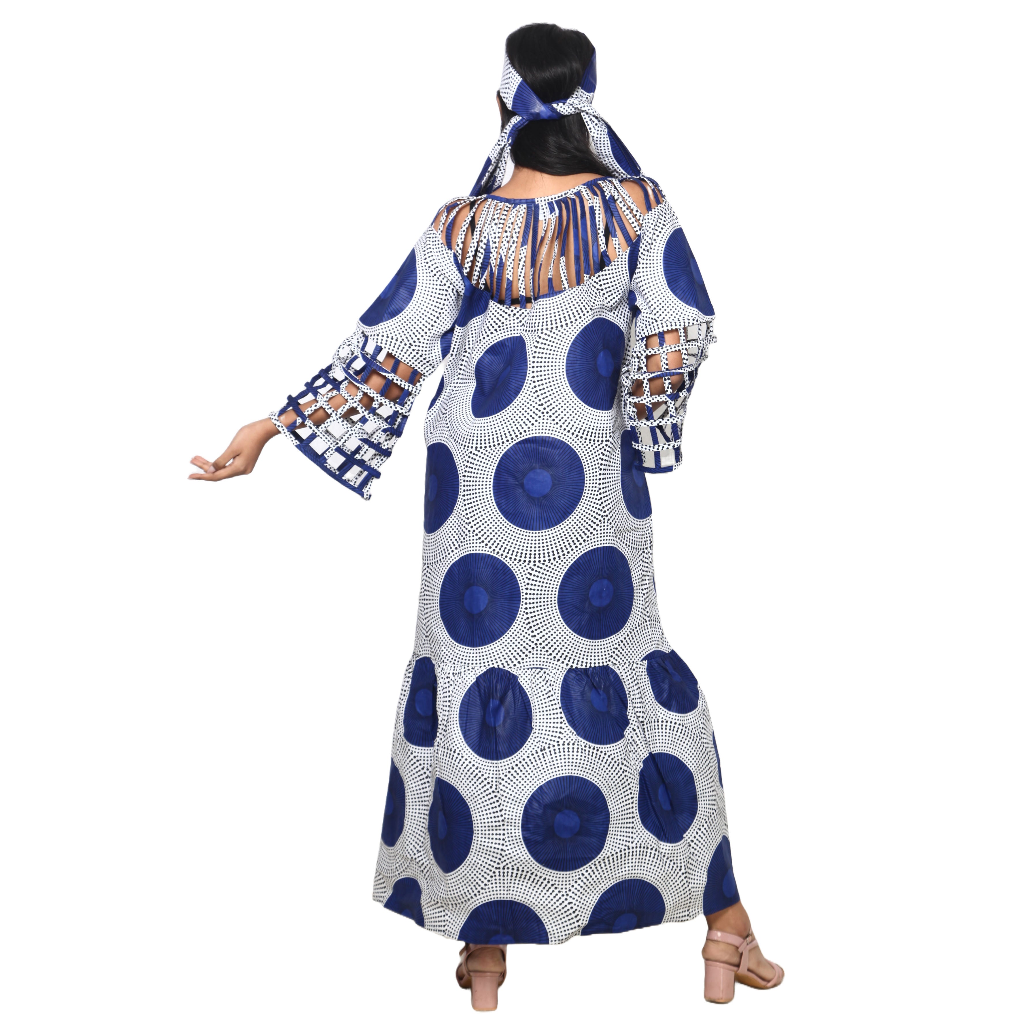 Women's Cage Neck and Sleeves Maxi Dress -- FI-ST125